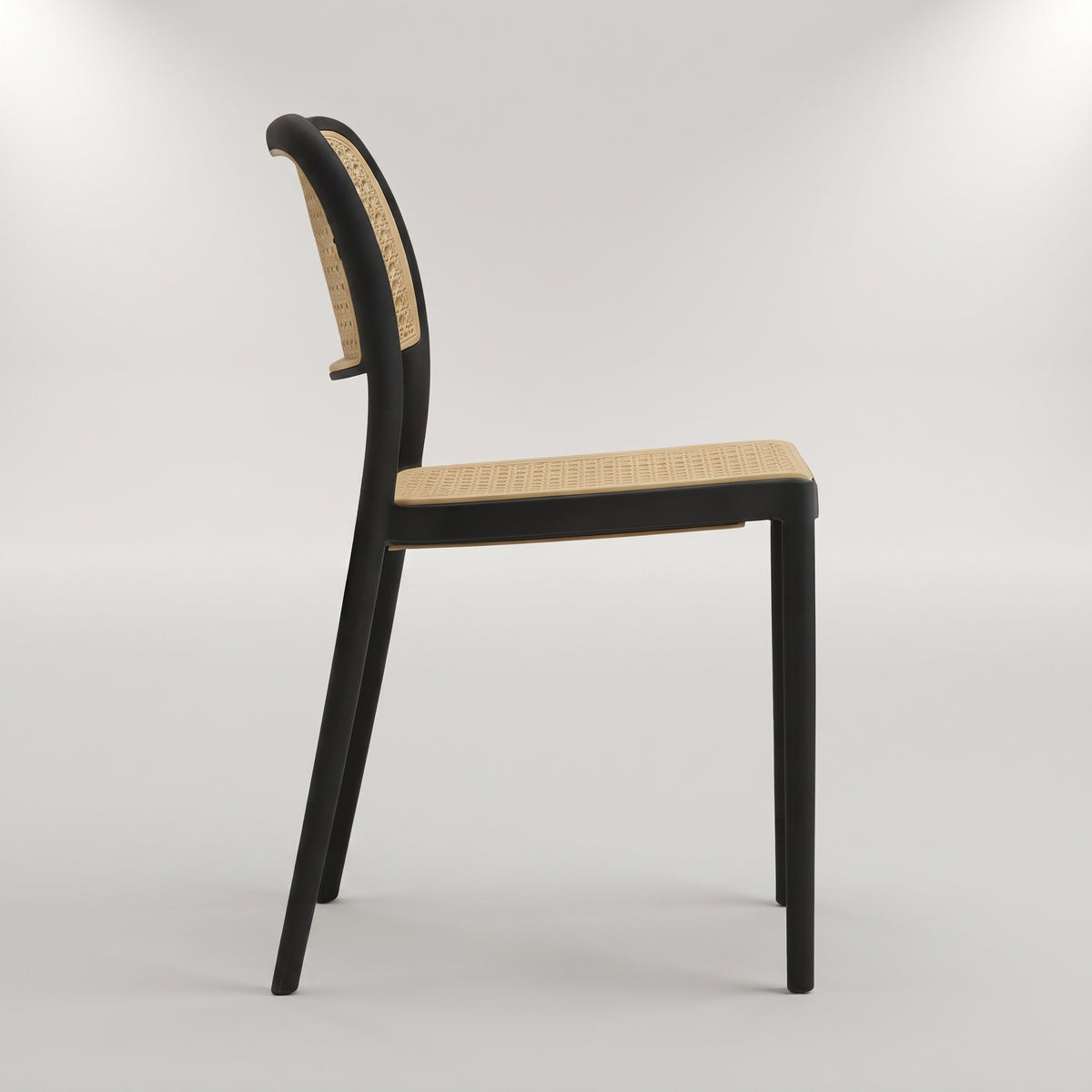 Bravo Black Plastic Dining Chair (Rattan Design) by Zodiya