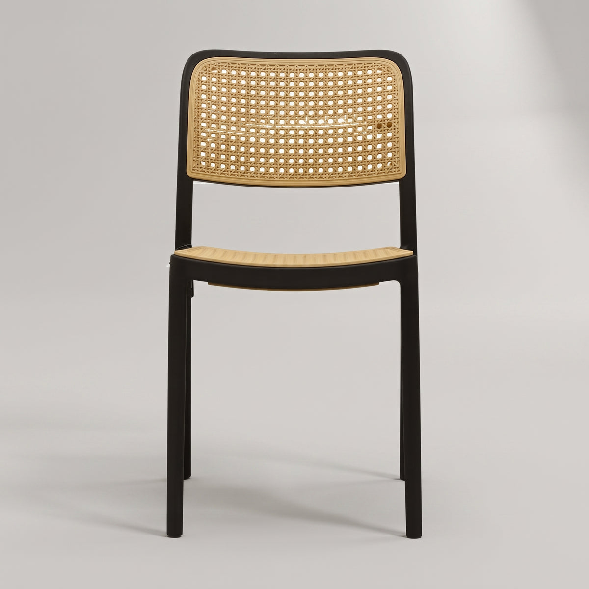 Bravo Black Plastic Dining Chair (Rattan Design) by Zodiya