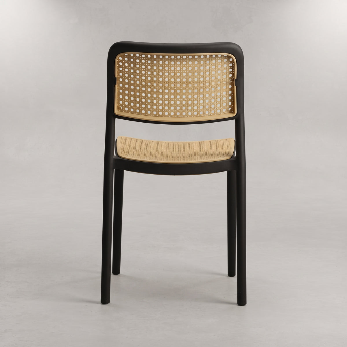 Bravo Black Plastic Dining Chair (Rattan Design) by Zodiya