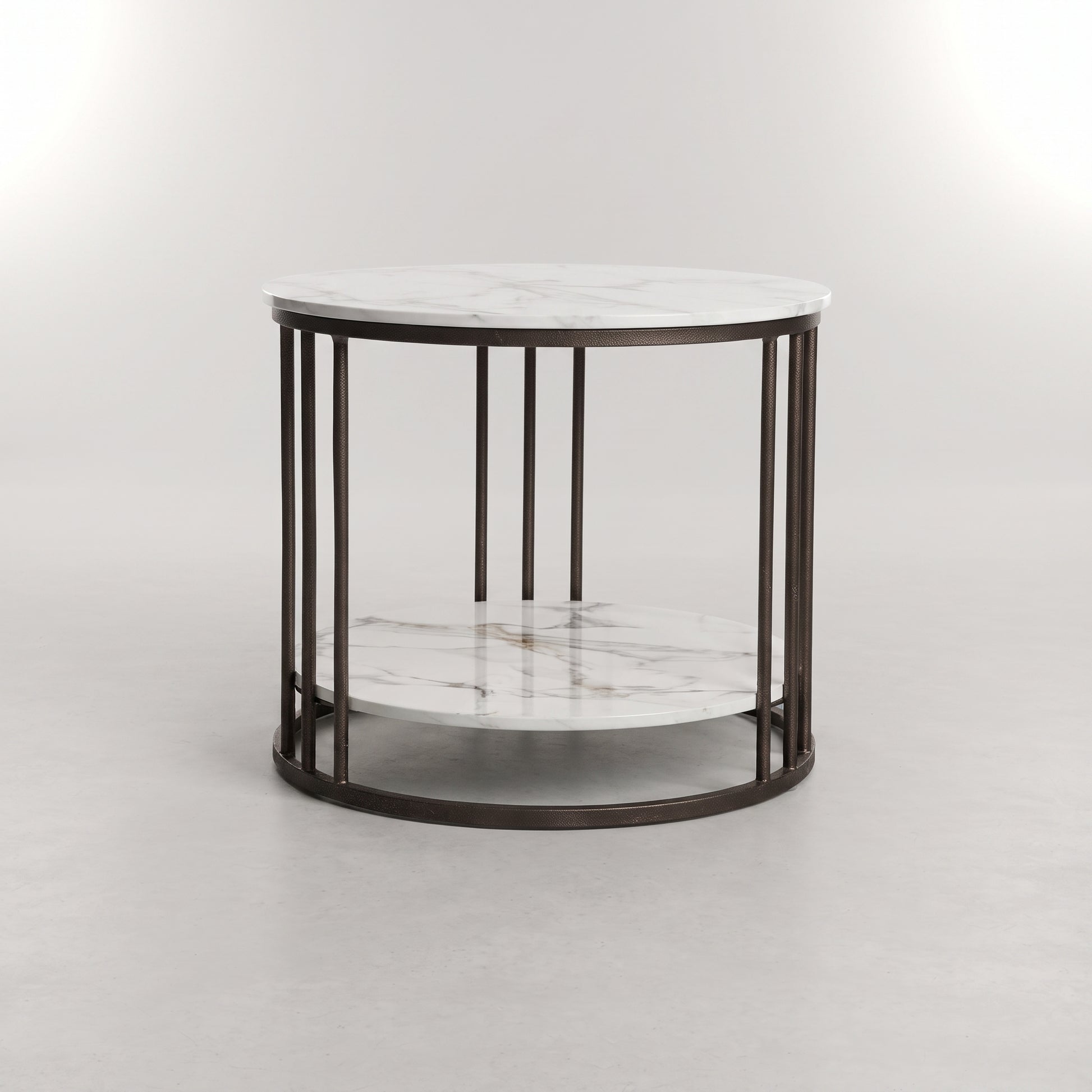 2 Layer Round Marble Side Table by Zodiya-3