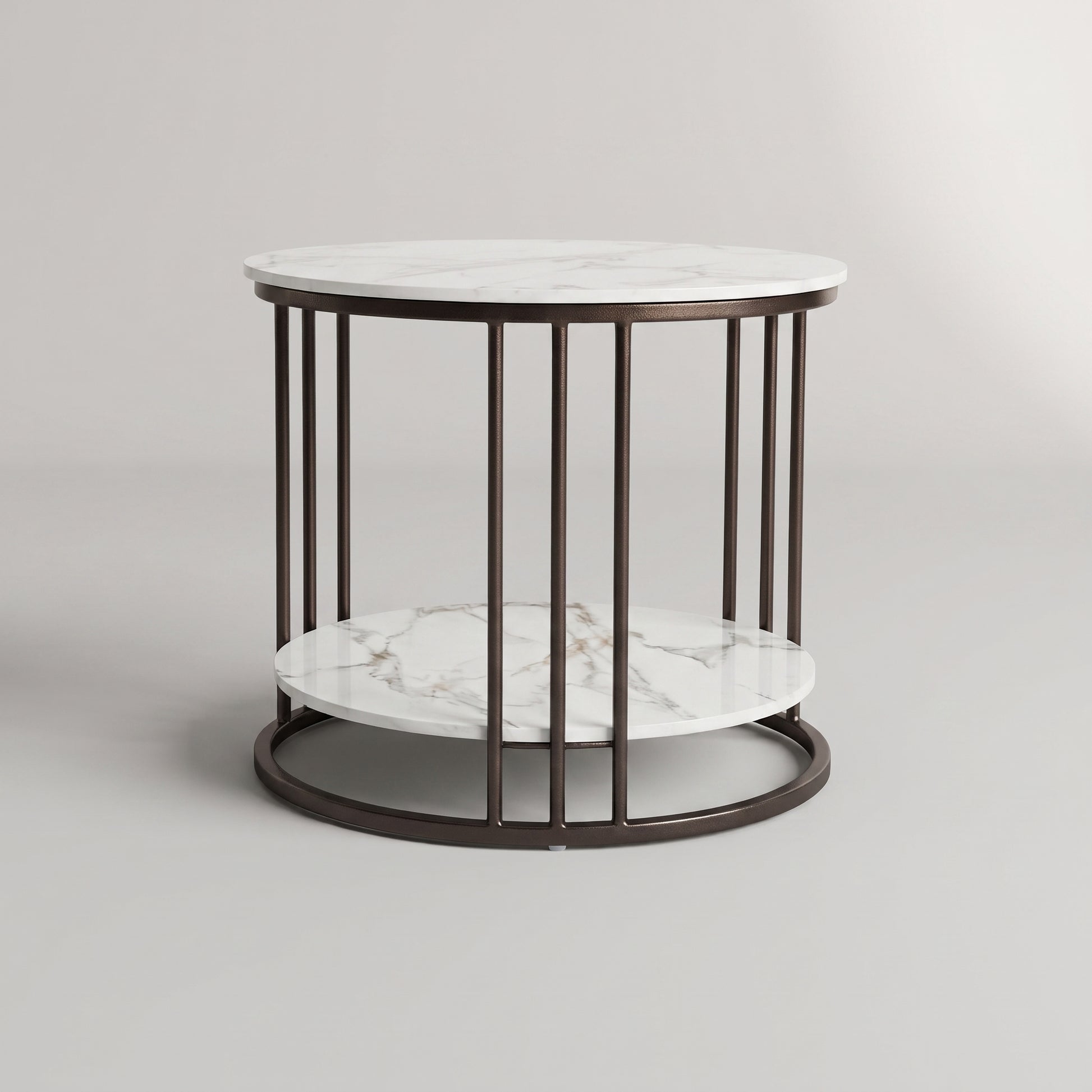 2 Layer Round Marble Side Table by Zodiya-4