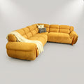 Luxevora Yellow Velvet 5 Seater Corner Sofa L Shape by Zodiya