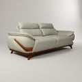 Modexa Grey Leather 3 Seater Sofa ( Wooden Base) by Zodiya