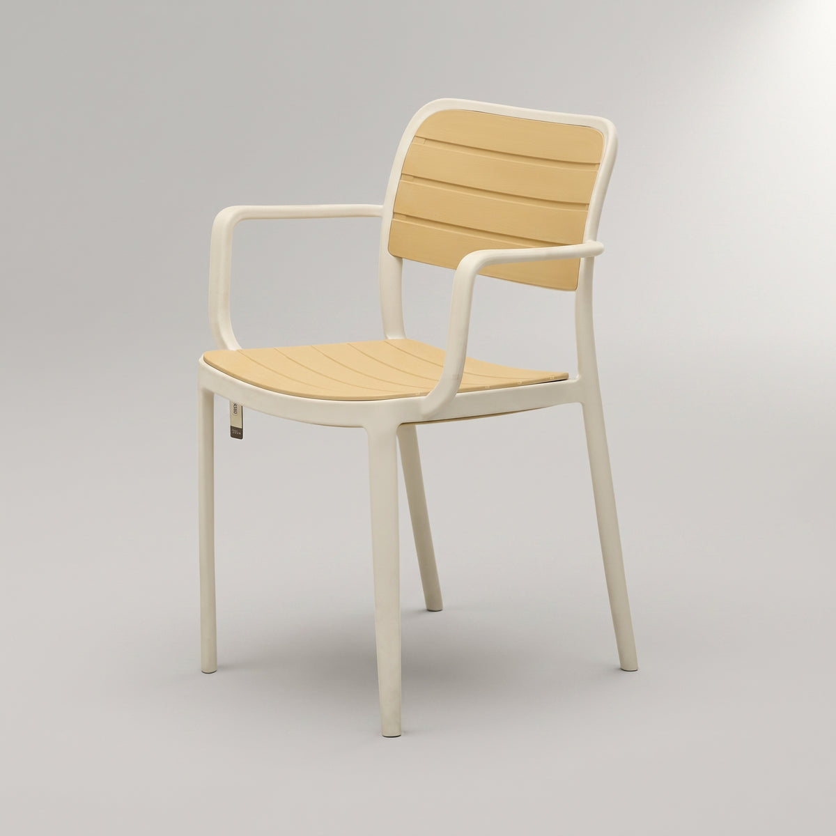 Uno XR White Slatted Patio Dining Chair with Arms By Zodiya
