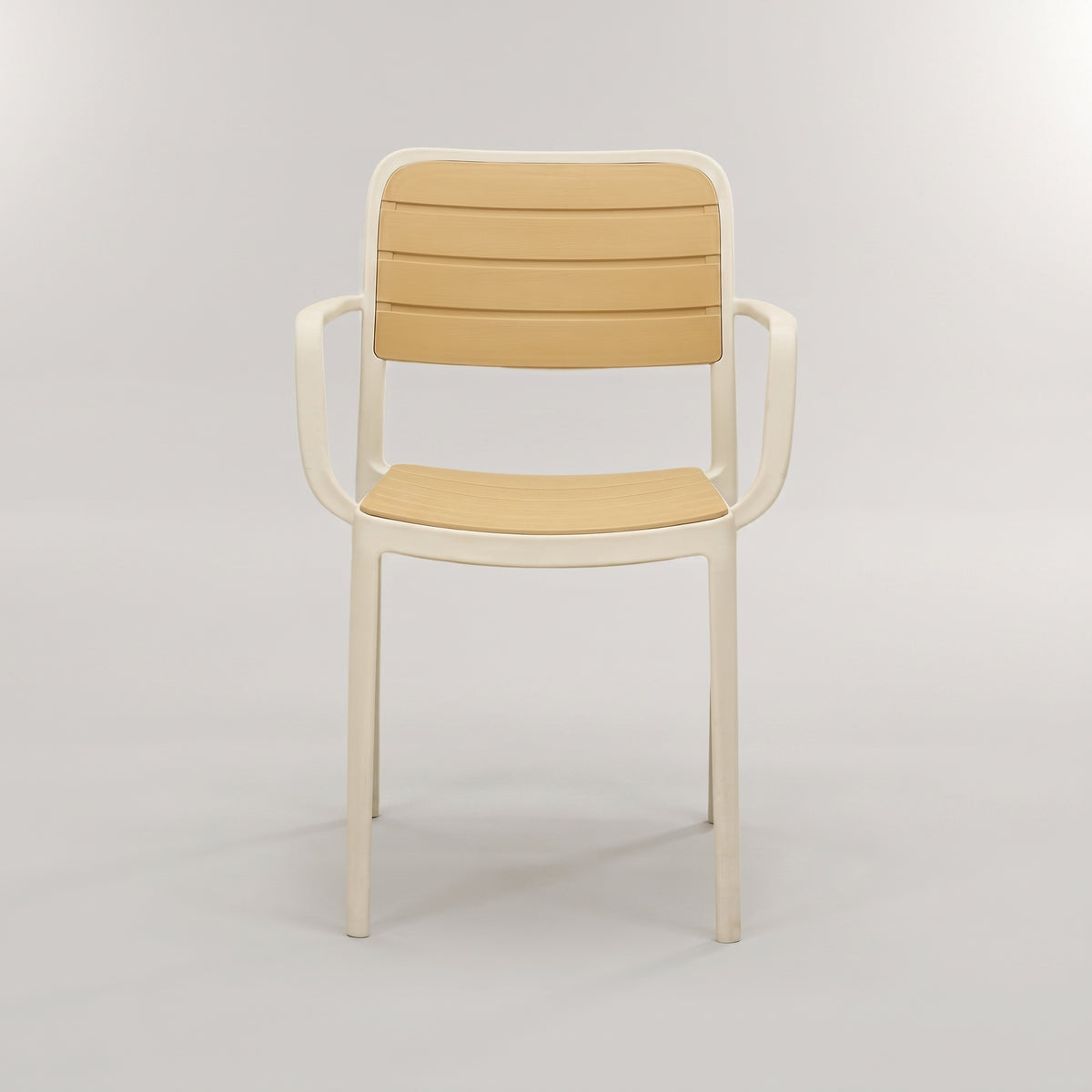 Uno XR White Slatted Patio Dining Chair with Arms By Zodiya