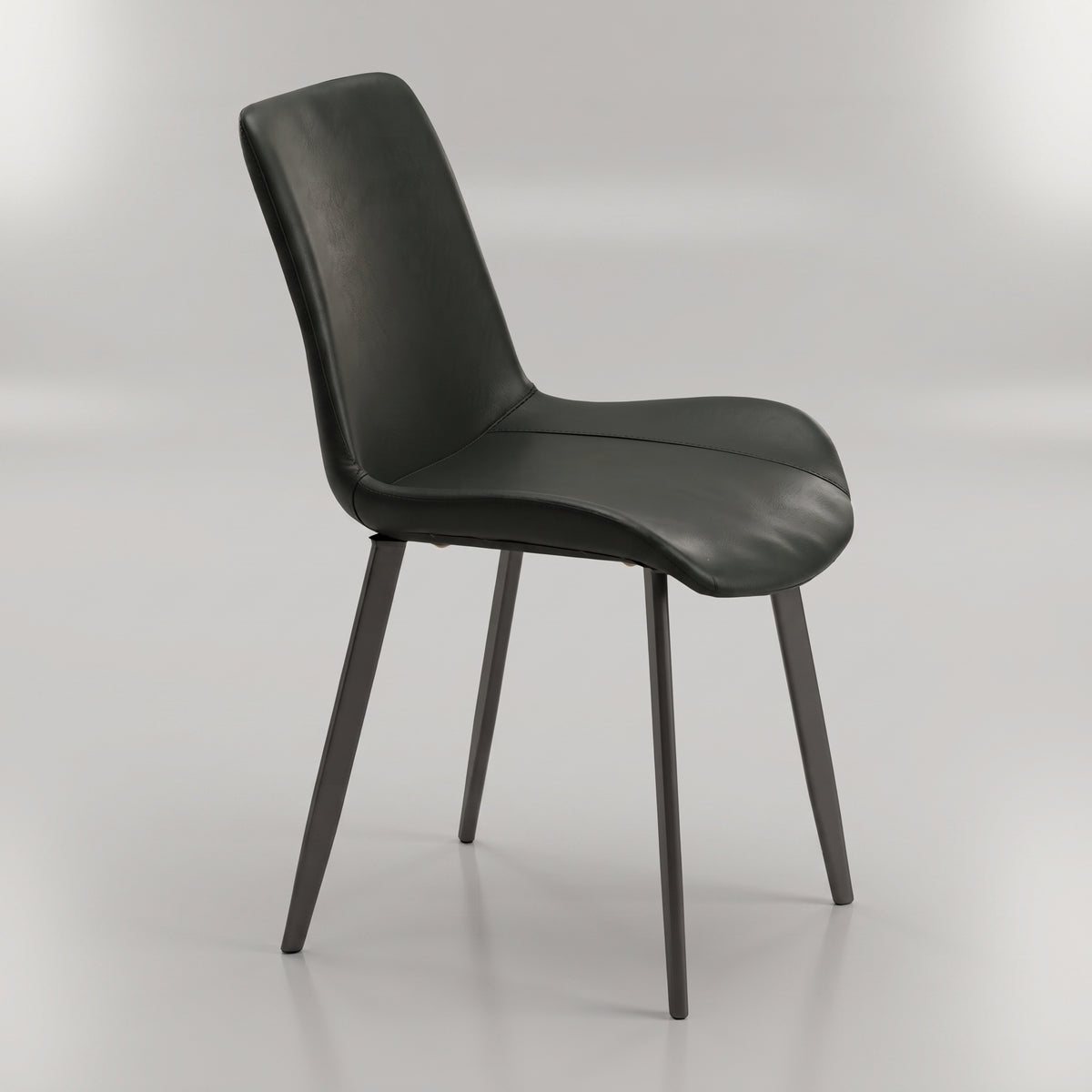 Cruze Black Leather Dining Chair with Meta Legs by Zodiya
