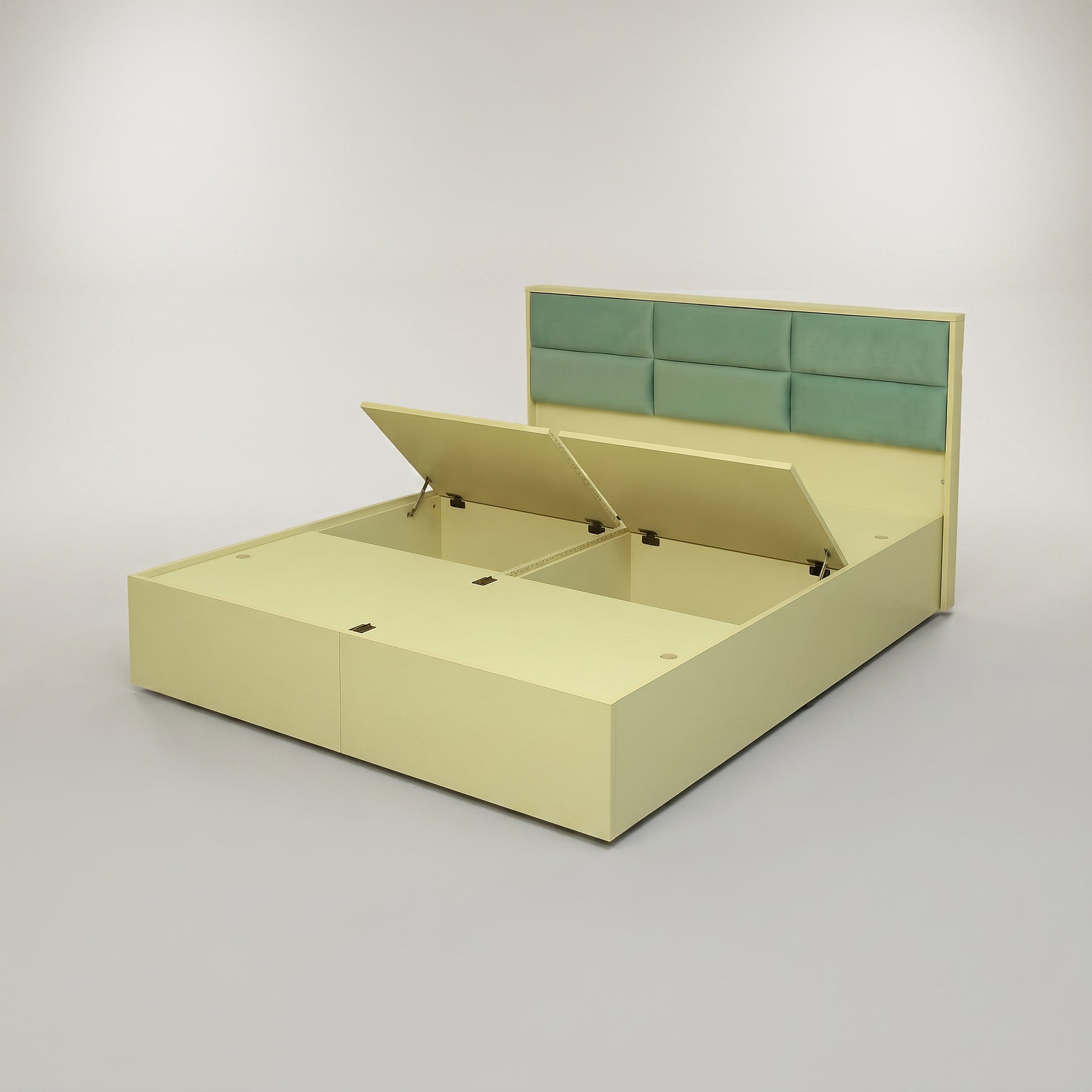 MAKWA Green Engineered Wood Queen Size Bed with Storage by Zodiya-3