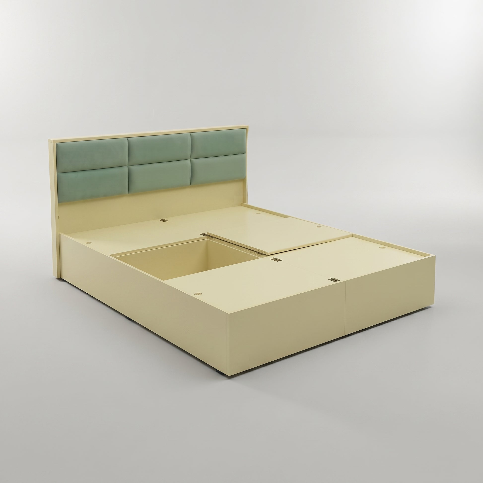 MAKWA Green Engineered Wood Queen Size Bed with Storage by Zodiya-4