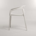 Cube White Outdoor Plastic Dining Chair with Armrests by Zodiya