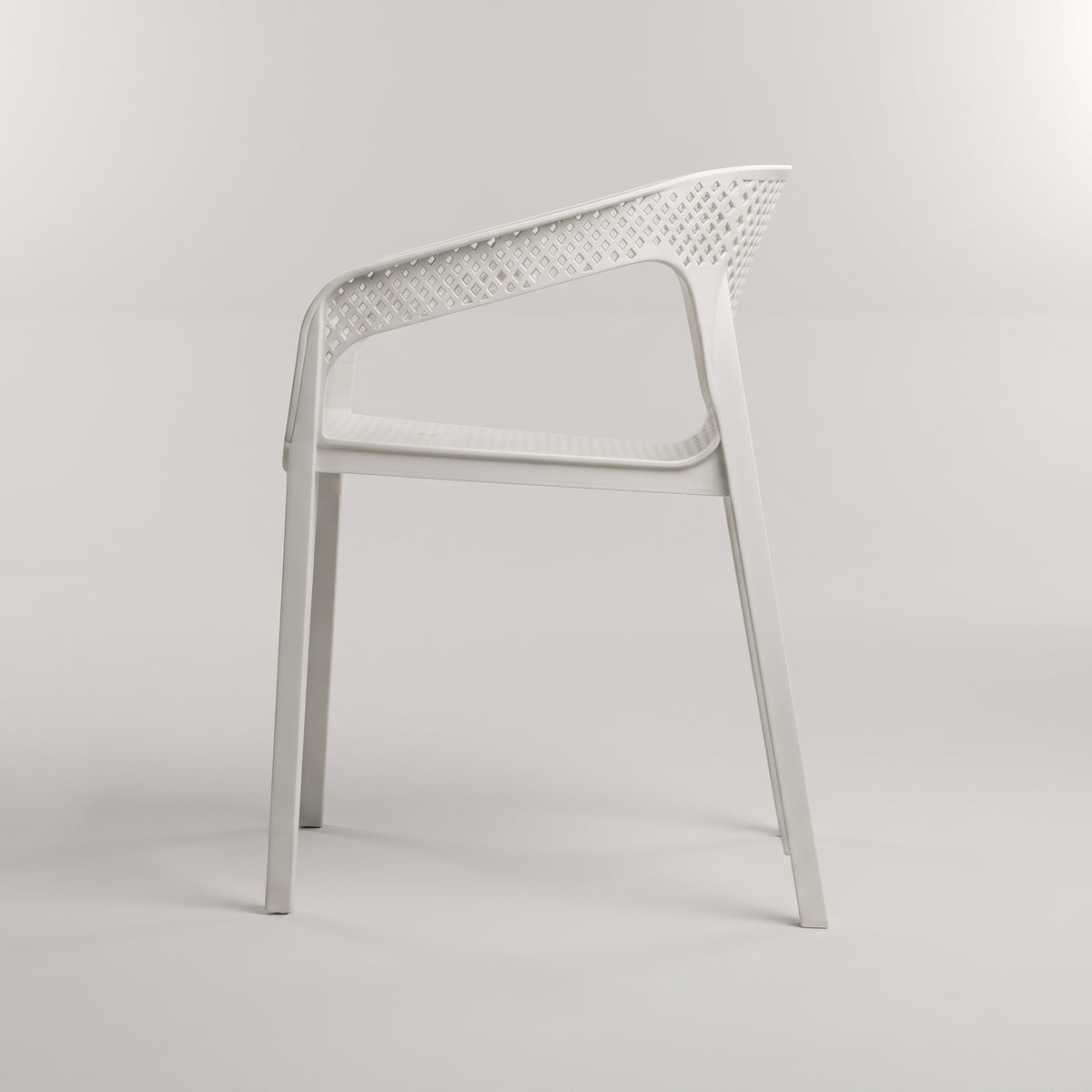 Cube White Outdoor Plastic Dining Chair with Armrests by Zodiya