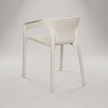 Cube White Outdoor Plastic Dining Chair with Armrests by Zodiya