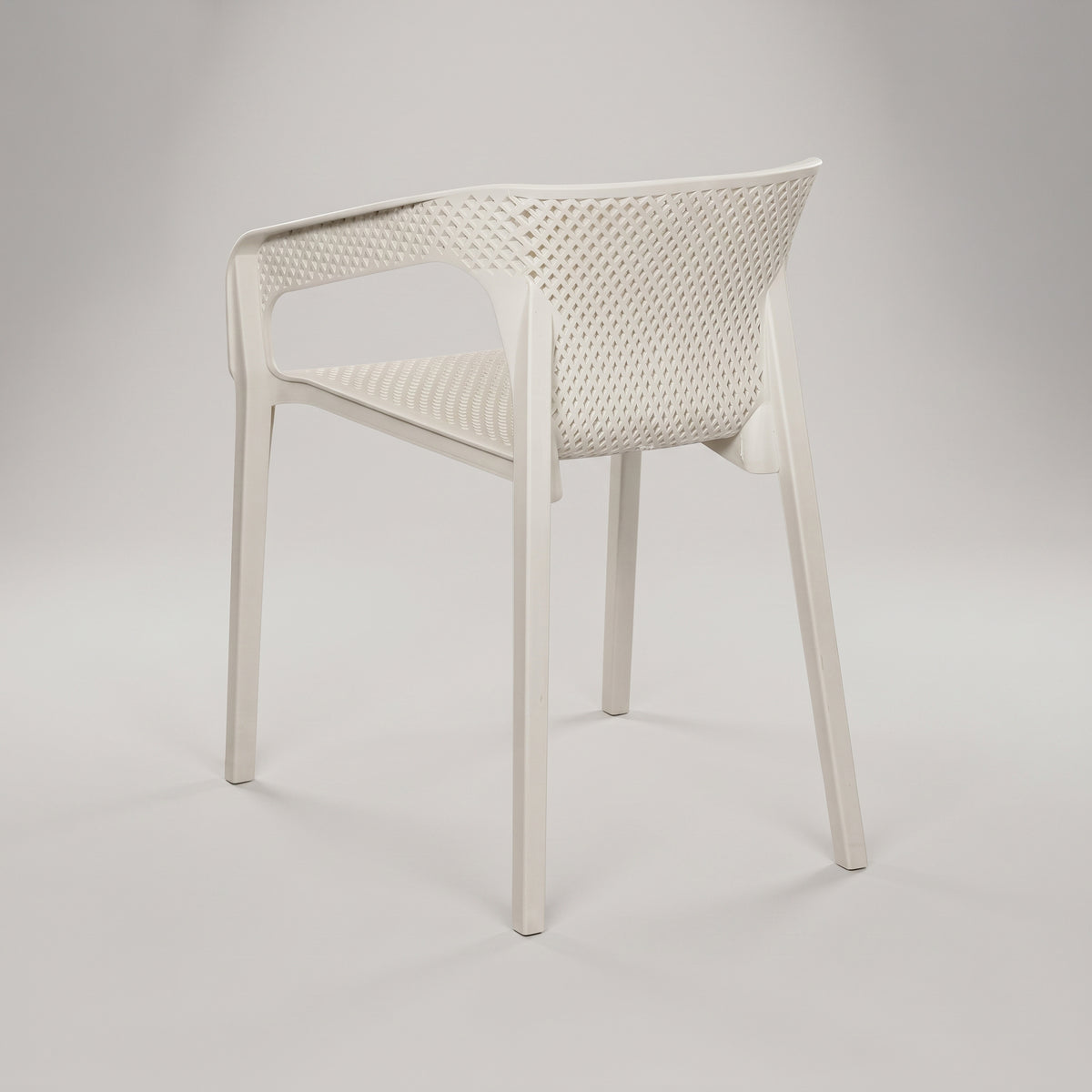 Cube White Outdoor Plastic Dining Chair with Armrests by Zodiya