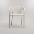 Cube White Outdoor Plastic Dining Chair with Armrests by Zodiya