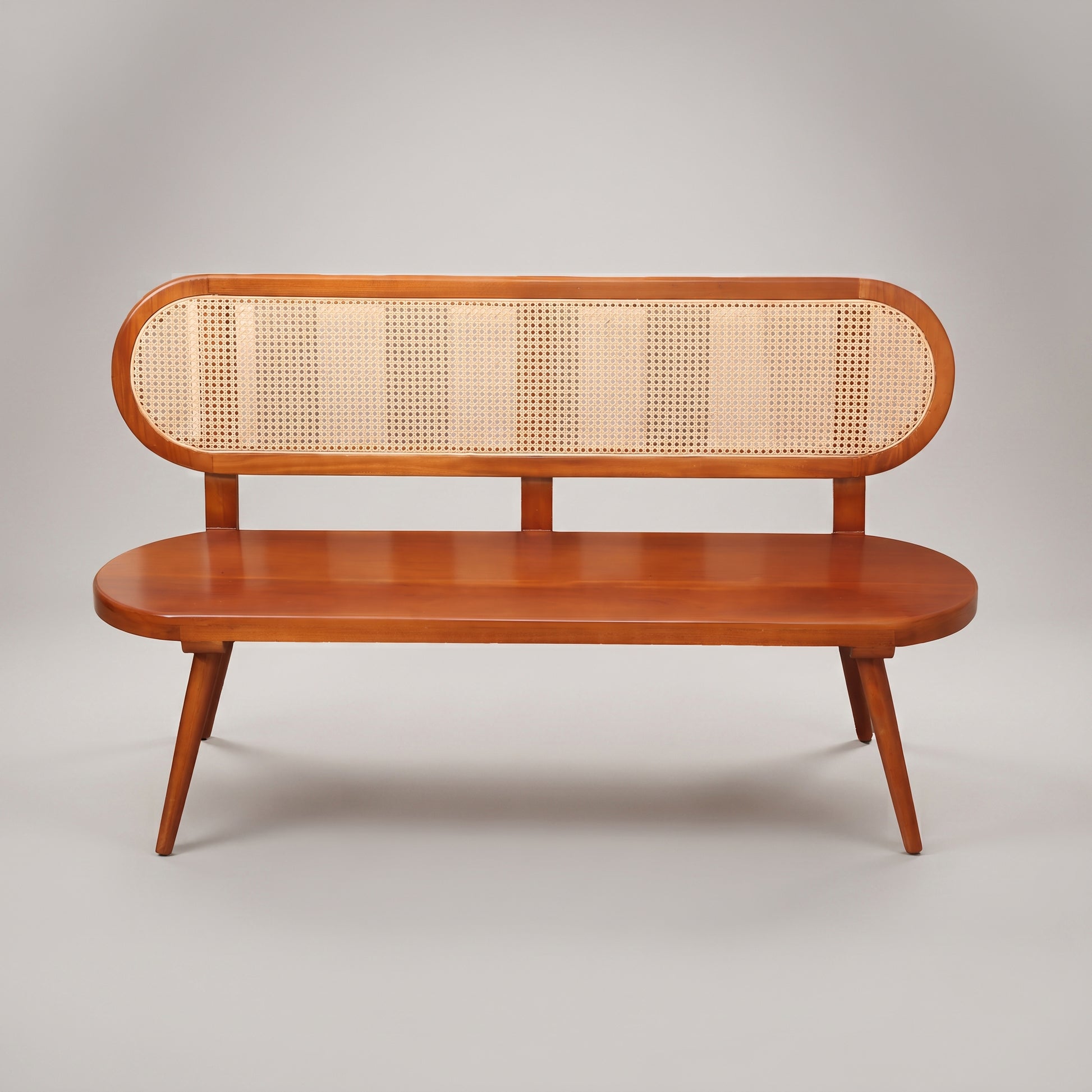 Wooden Bench with Rattan Backrest By Zodiya-3