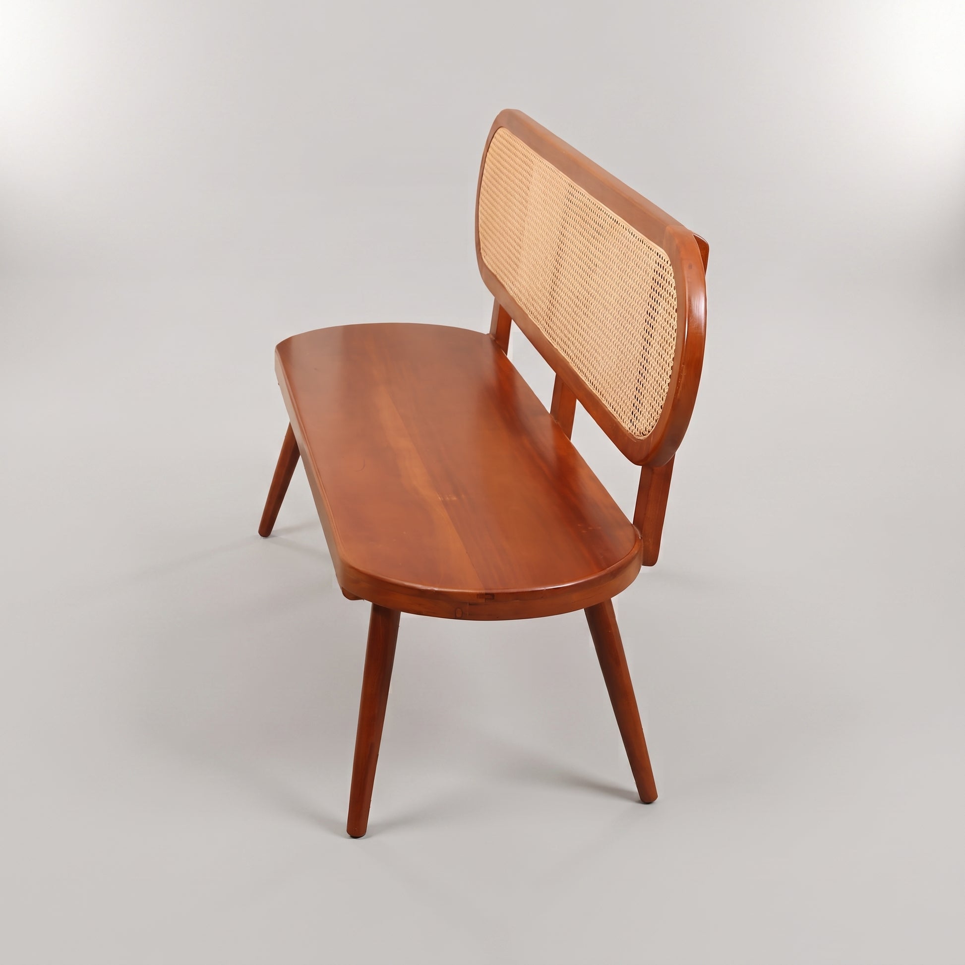 Wooden Bench with Rattan Backrest By Zodiya-4