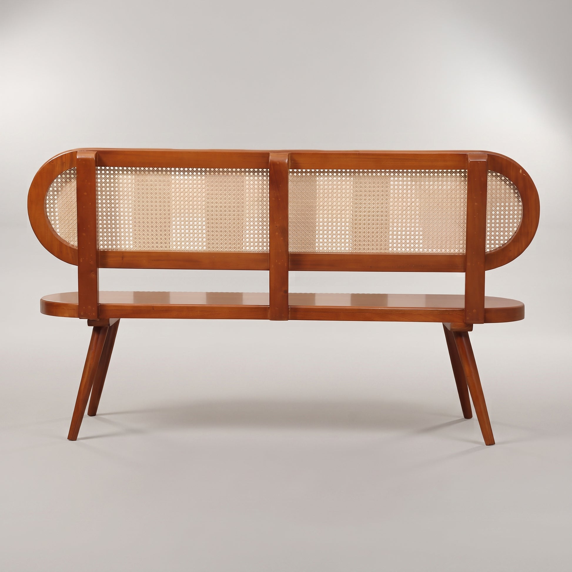Wooden Bench with Rattan Backrest By Zodiya-5
