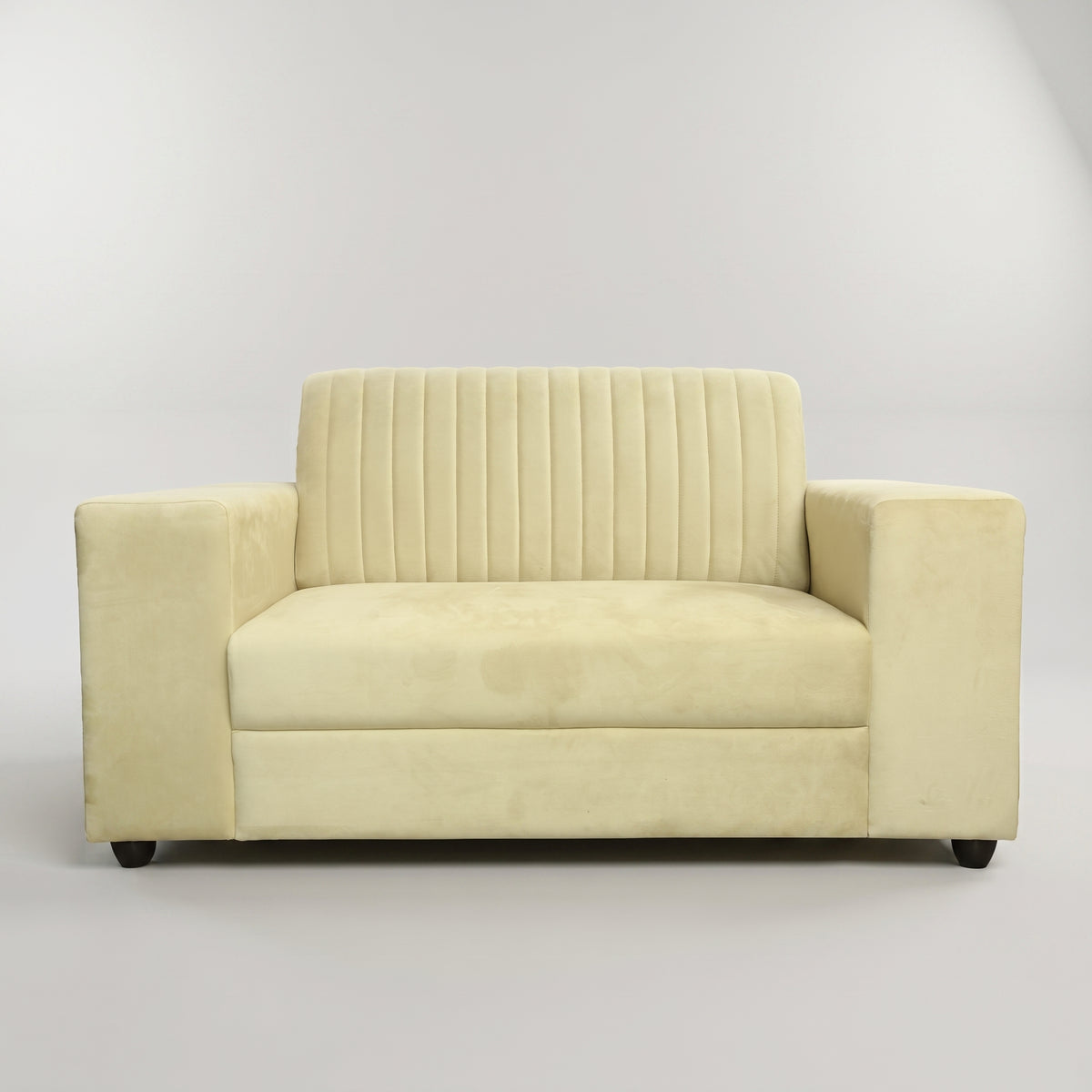 Value Plus Beige Velvet 2 Seater Sofa by Zodiya