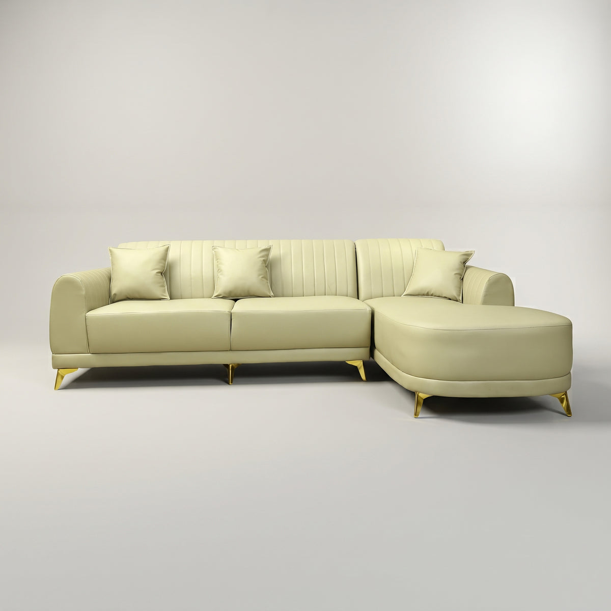 Whitecraft Sage Green Leather 5 Seater Lounger Sofa by Zodiya