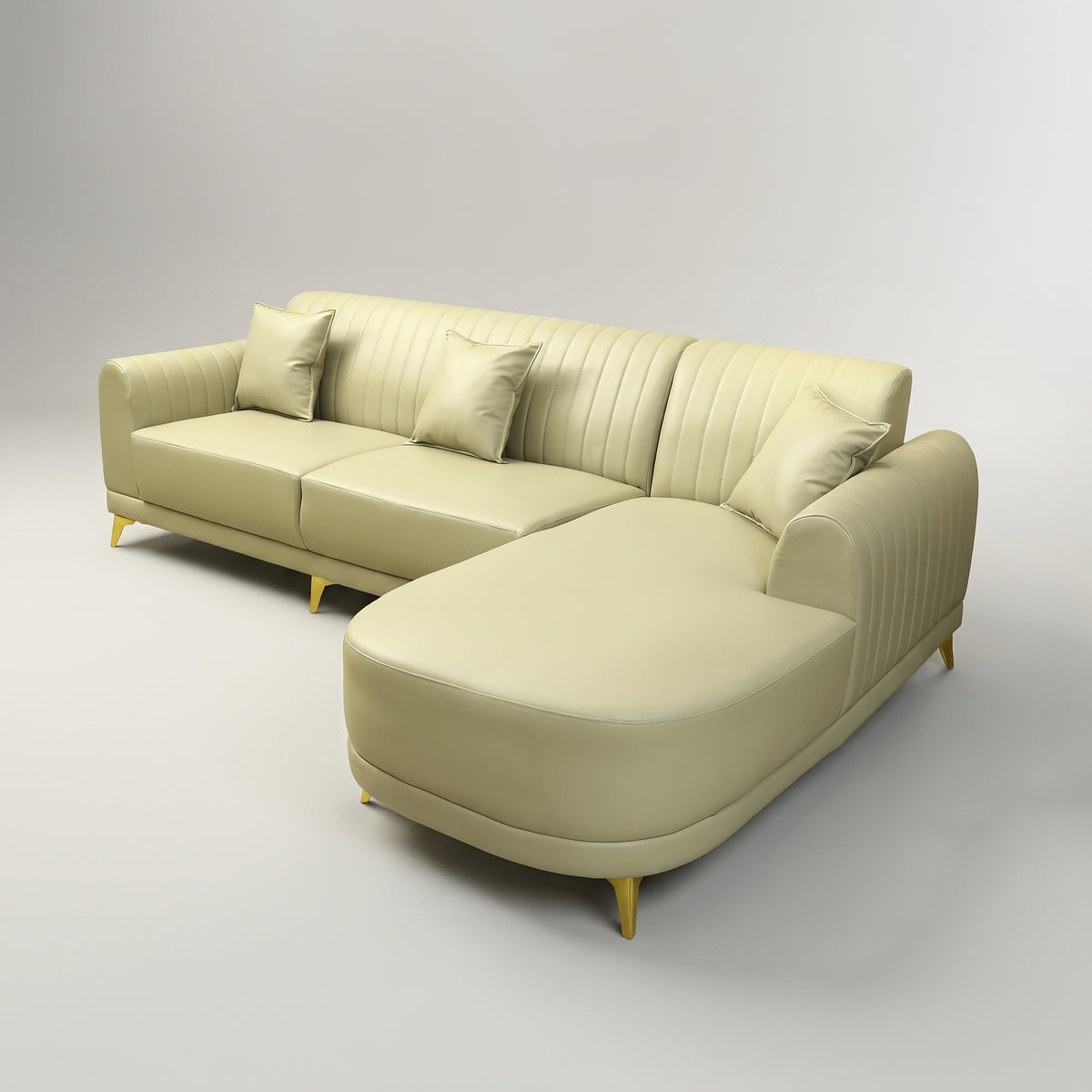 Whitecraft Sage Green Leather 5 Seater Lounger Sofa by Zodiya