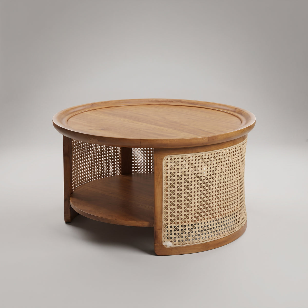 Rattan Design Round Coffee Table by Zodiya
