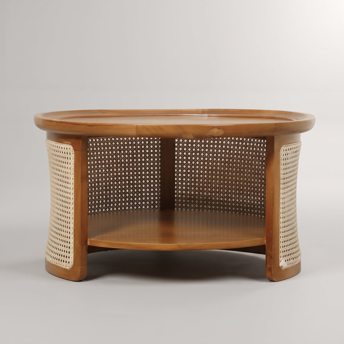 Rattan Design Round Coffee Table by Zodiya