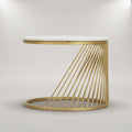 Round Marble Top Coffee Table with Metallic Gold Base by Zodiya