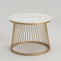 Round Marble Top Coffee Table with Metallic Gold Base by Zodiya
