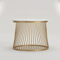Round Marble Top Coffee Table with Metallic Gold Base by Zodiya