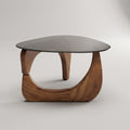 Triangle Glasstop Wooden Base Coffee Table By Zodiya