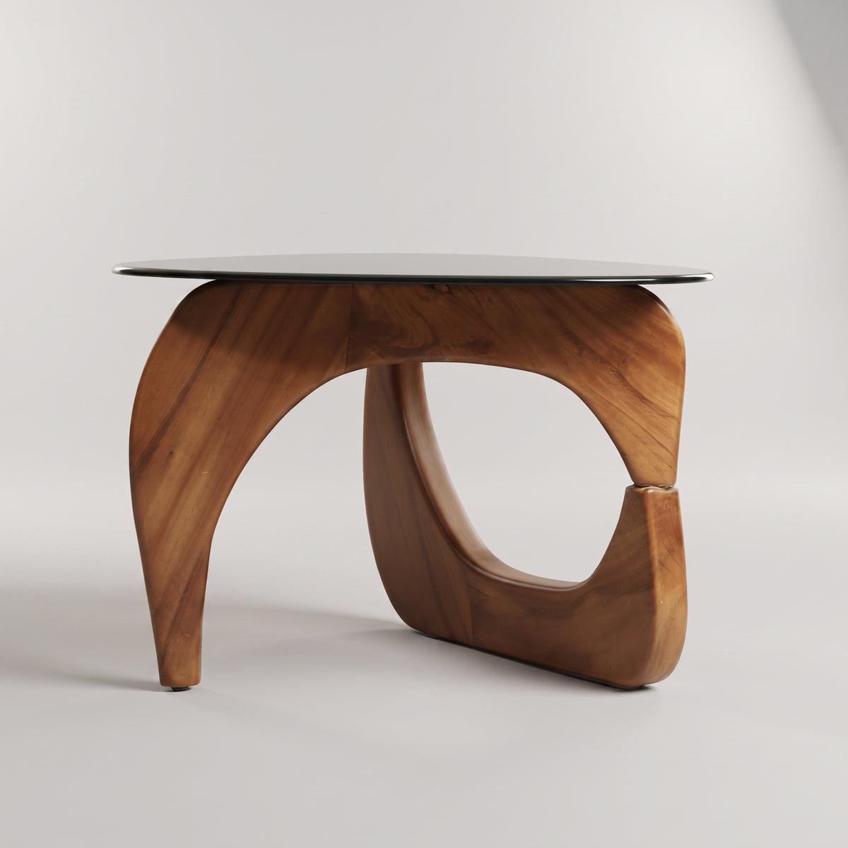 Triangle Glasstop Wooden Base Coffee Table By Zodiya