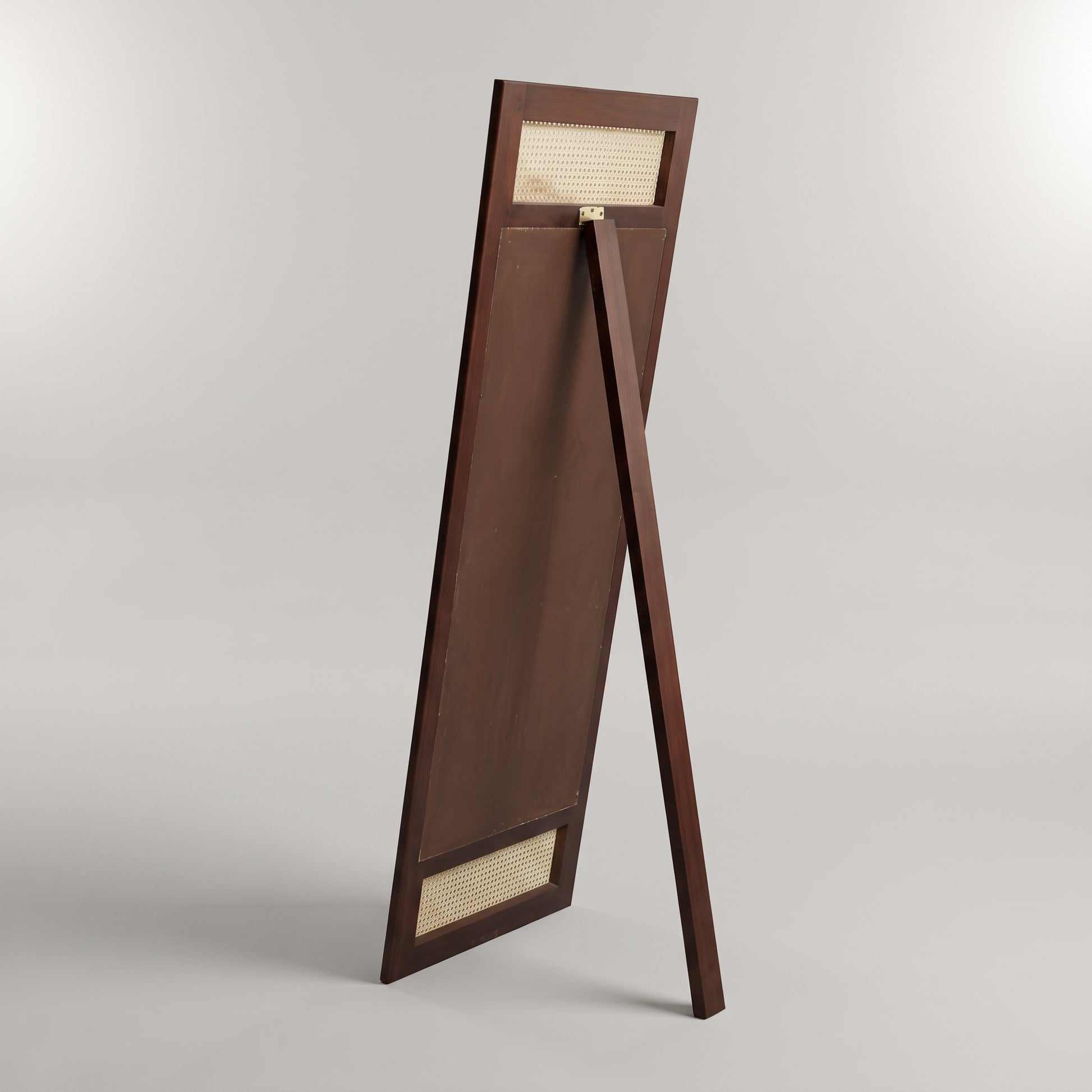 Canevia Wooden Standing Mirror with Rattan Design by Zodiya-6