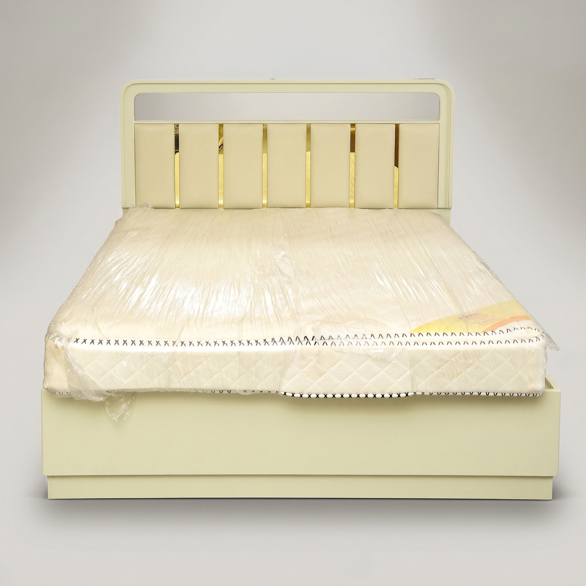 White Engineered Wood Queen Bed with Storage by Zodiya-4