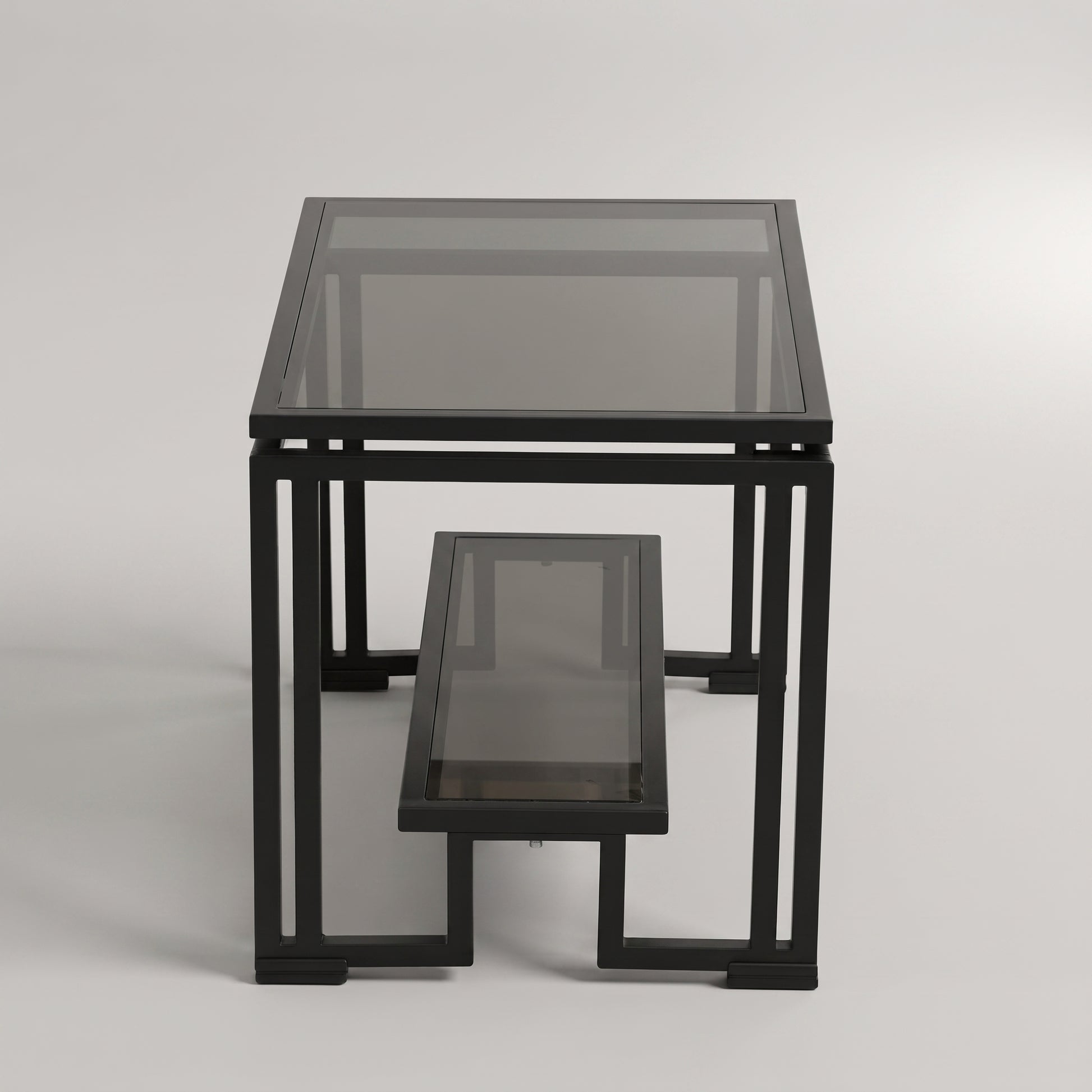 Black Glasstop Metal Coffee Table By Zodiya-4