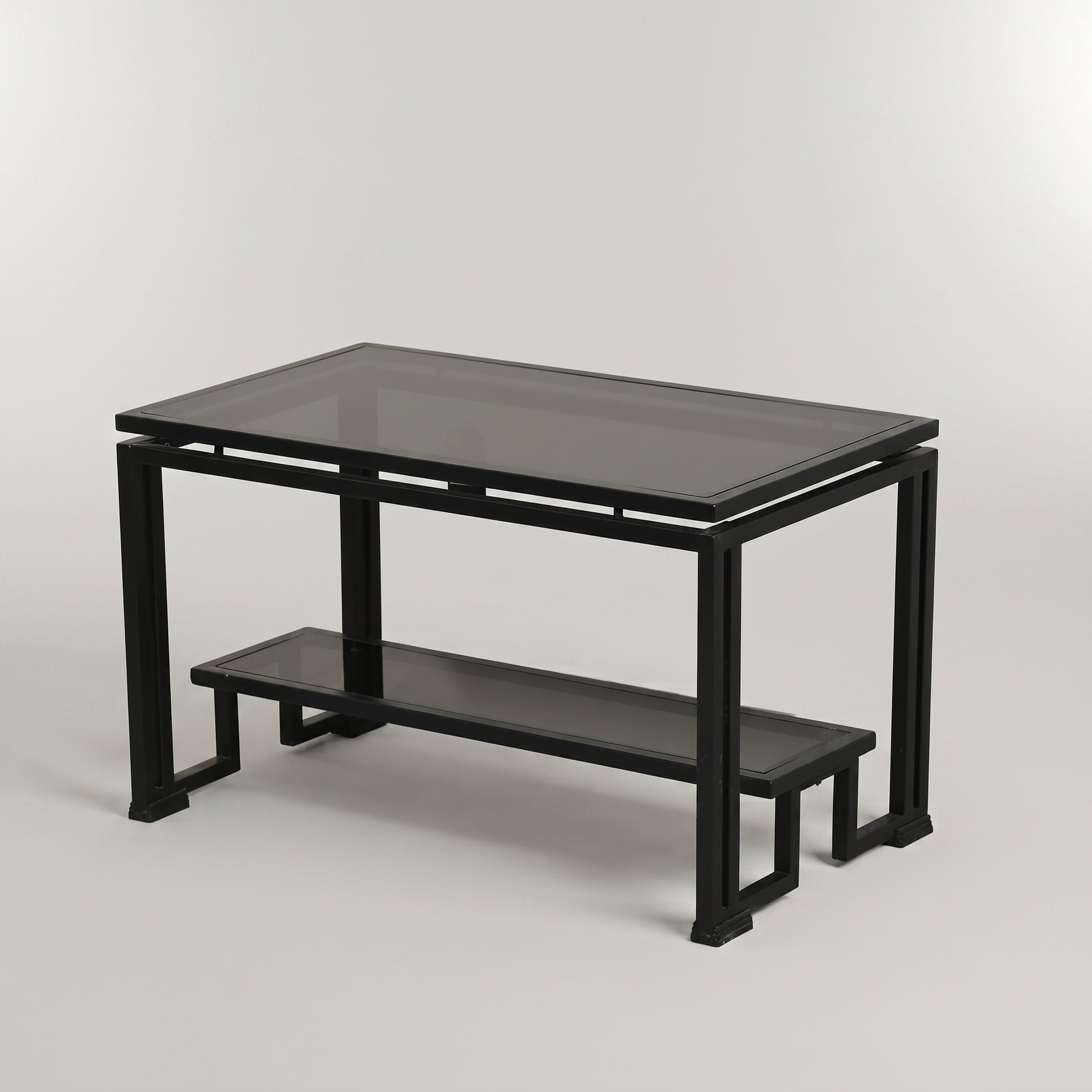 Black Glasstop Metal Coffee Table By Zodiya-5