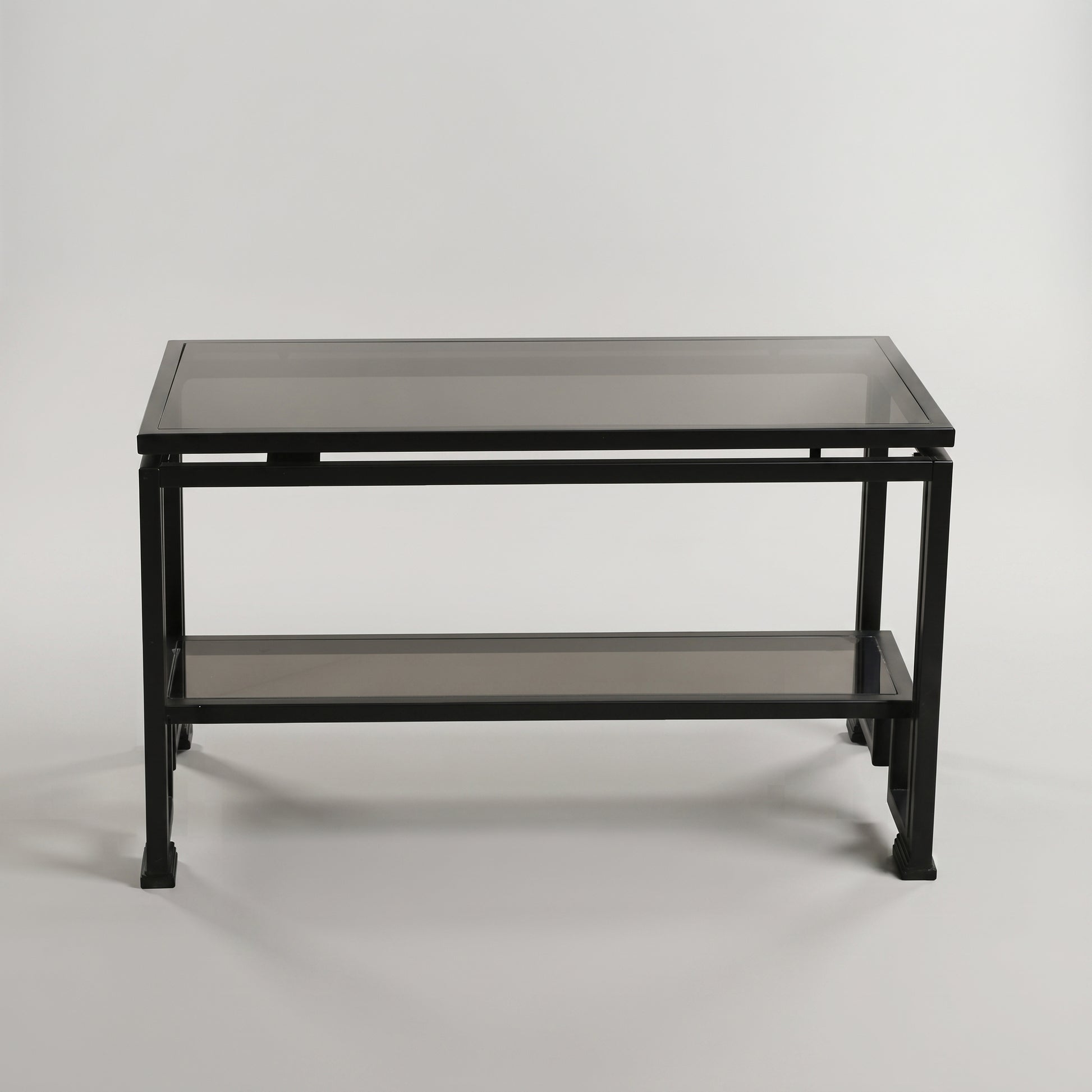 Black Glasstop Metal Coffee Table By Zodiya-6