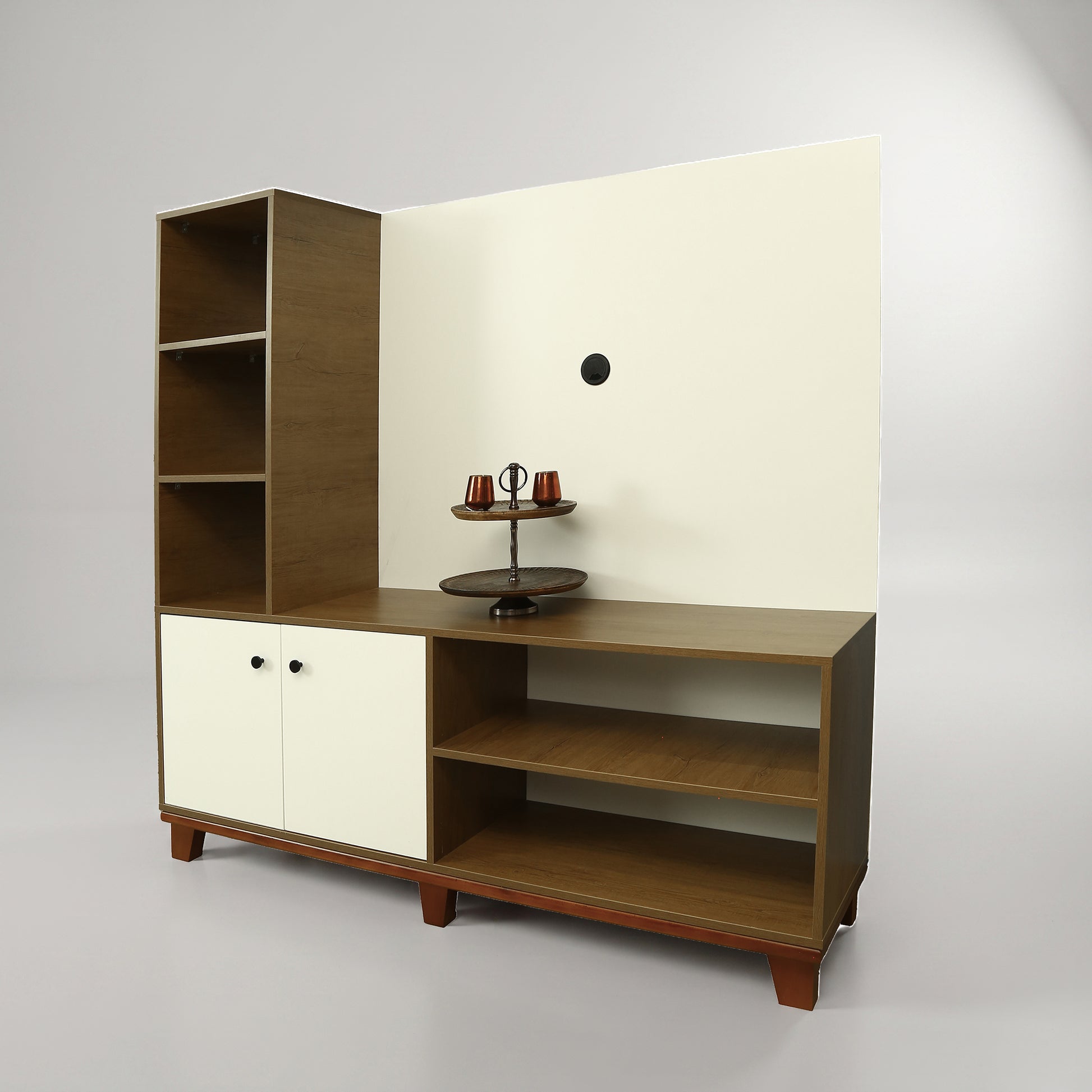 MELFI White Engineered Wood TV Unit with Storage Racks by Zodiya-4