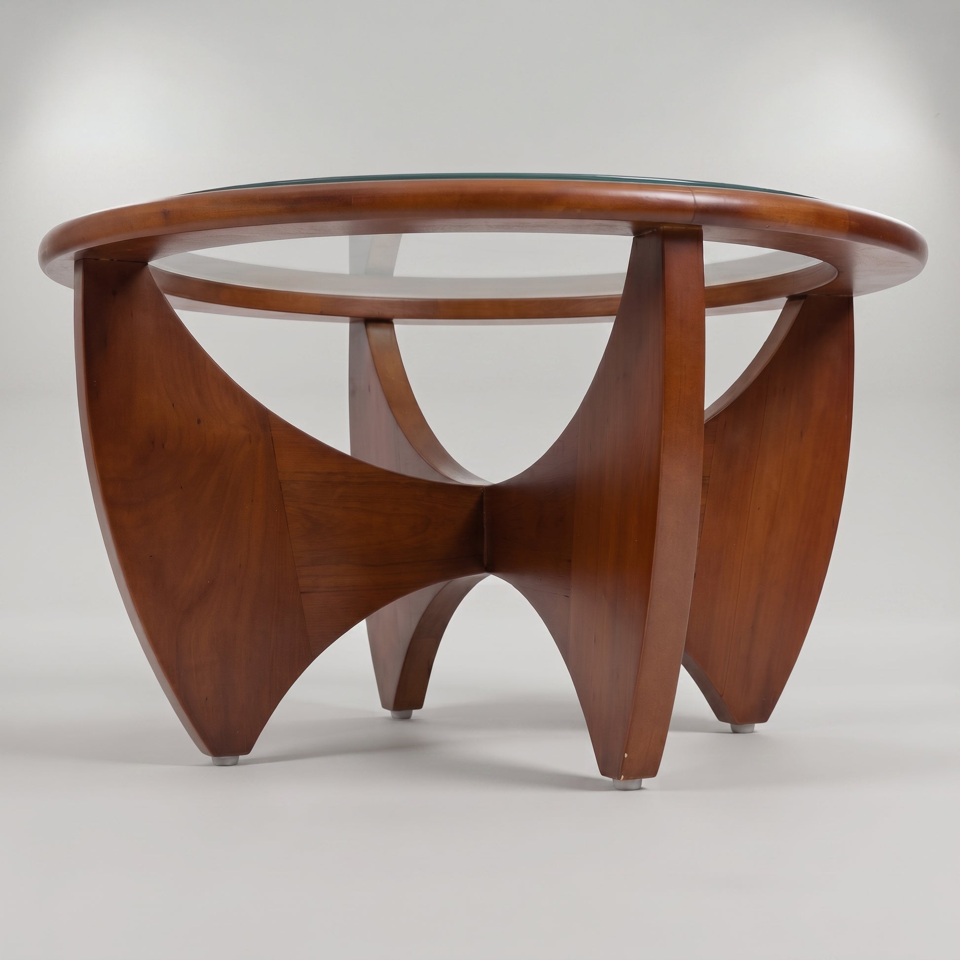 Veltrix Round Glasstop Wooden Coffee Table by Zodiya-5