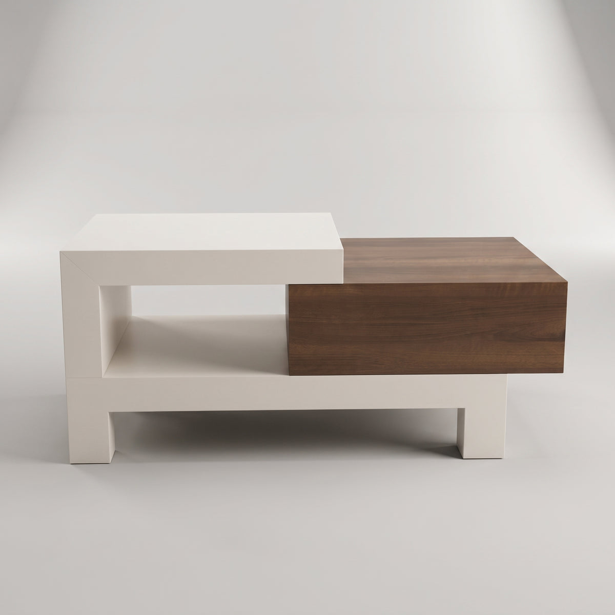 White Engineered Wood Coffee Table with Storage by Zodiya