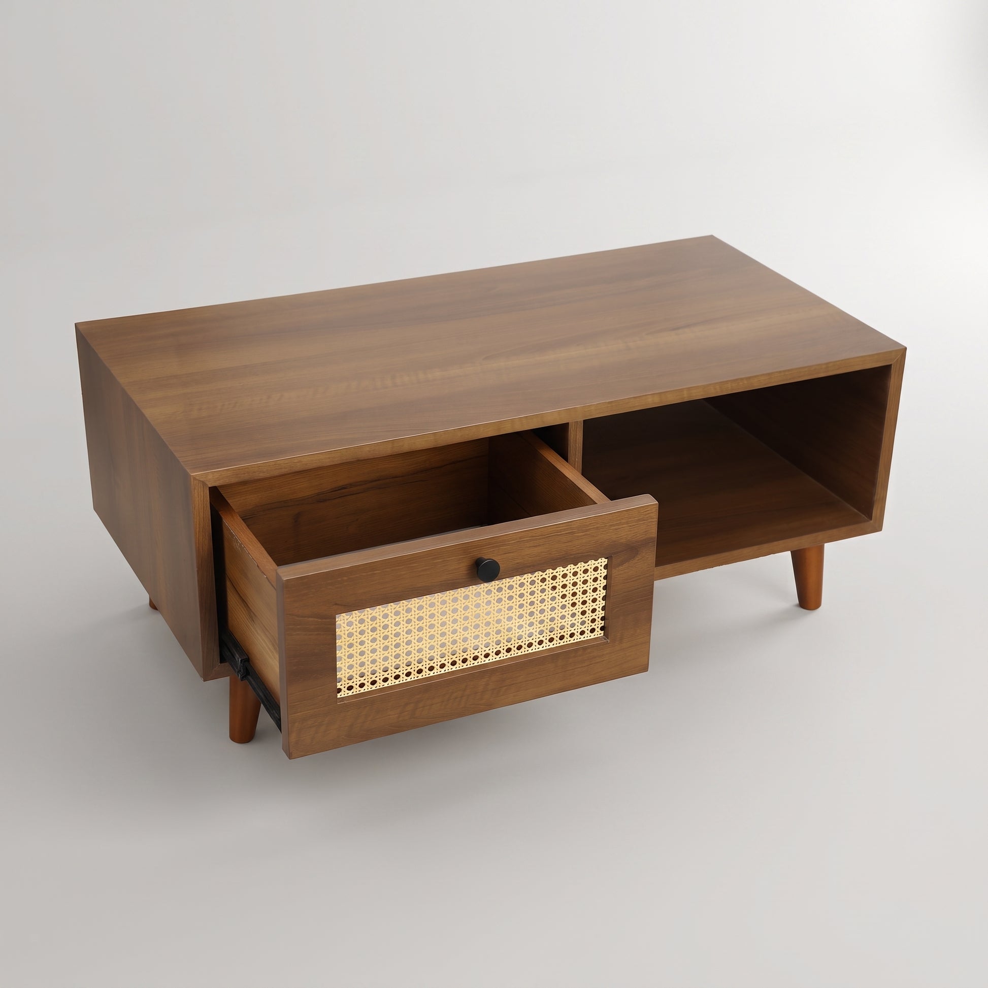 Orvanta Round White Coffee Table with Wooden Base by Zodiya-4