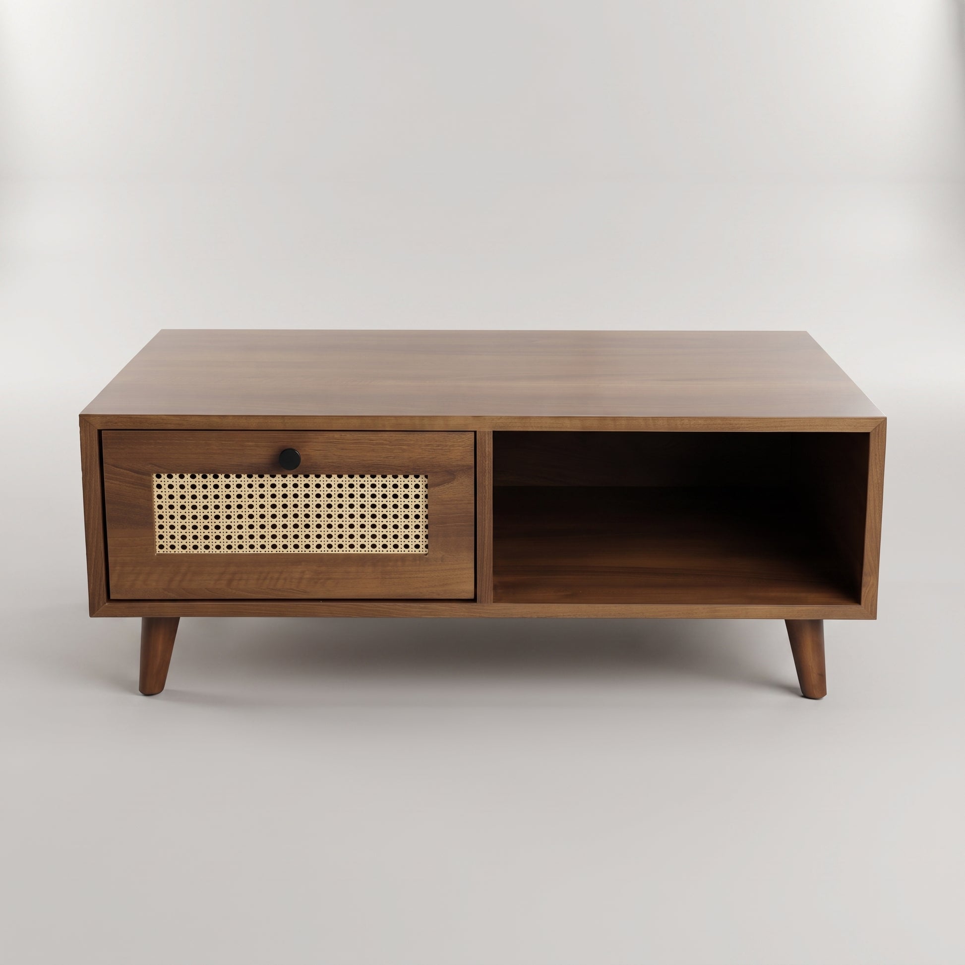 Orvanta Round White Coffee Table with Wooden Base by Zodiya-5