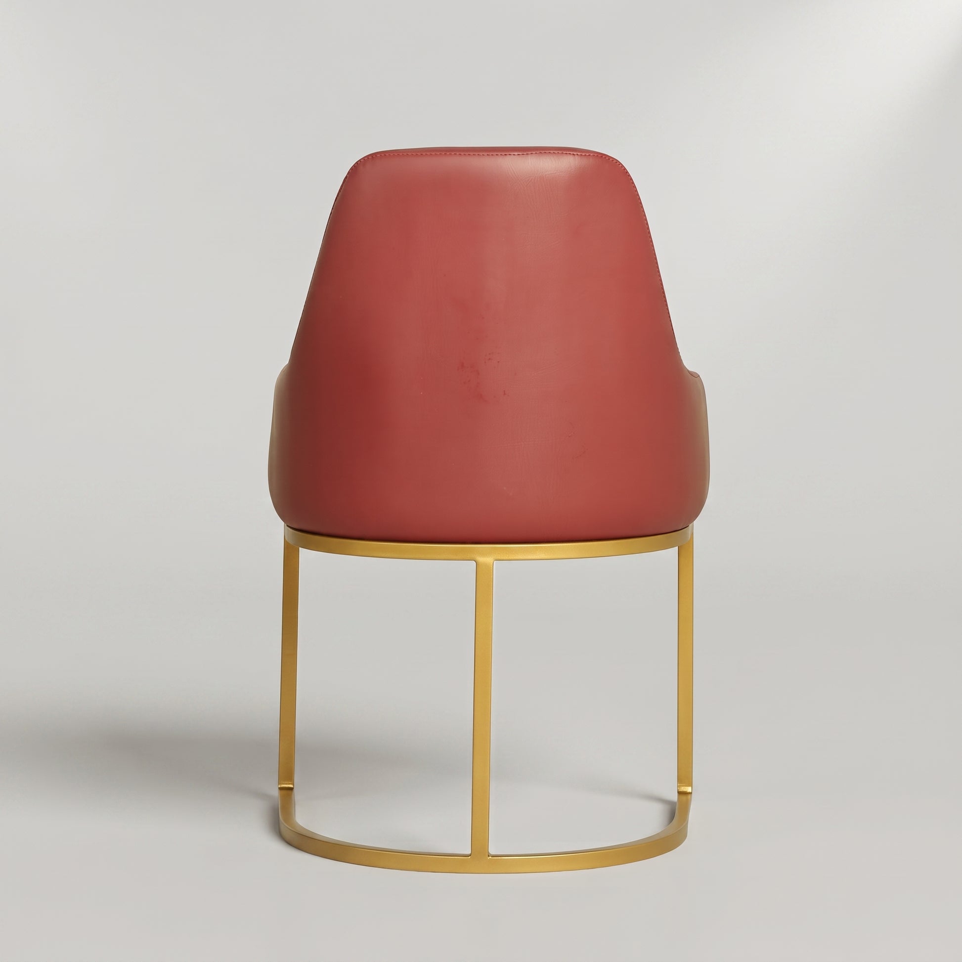 Rust Red Leather Dining Arm Chair with Gold Metal Frame by Zodiya-6