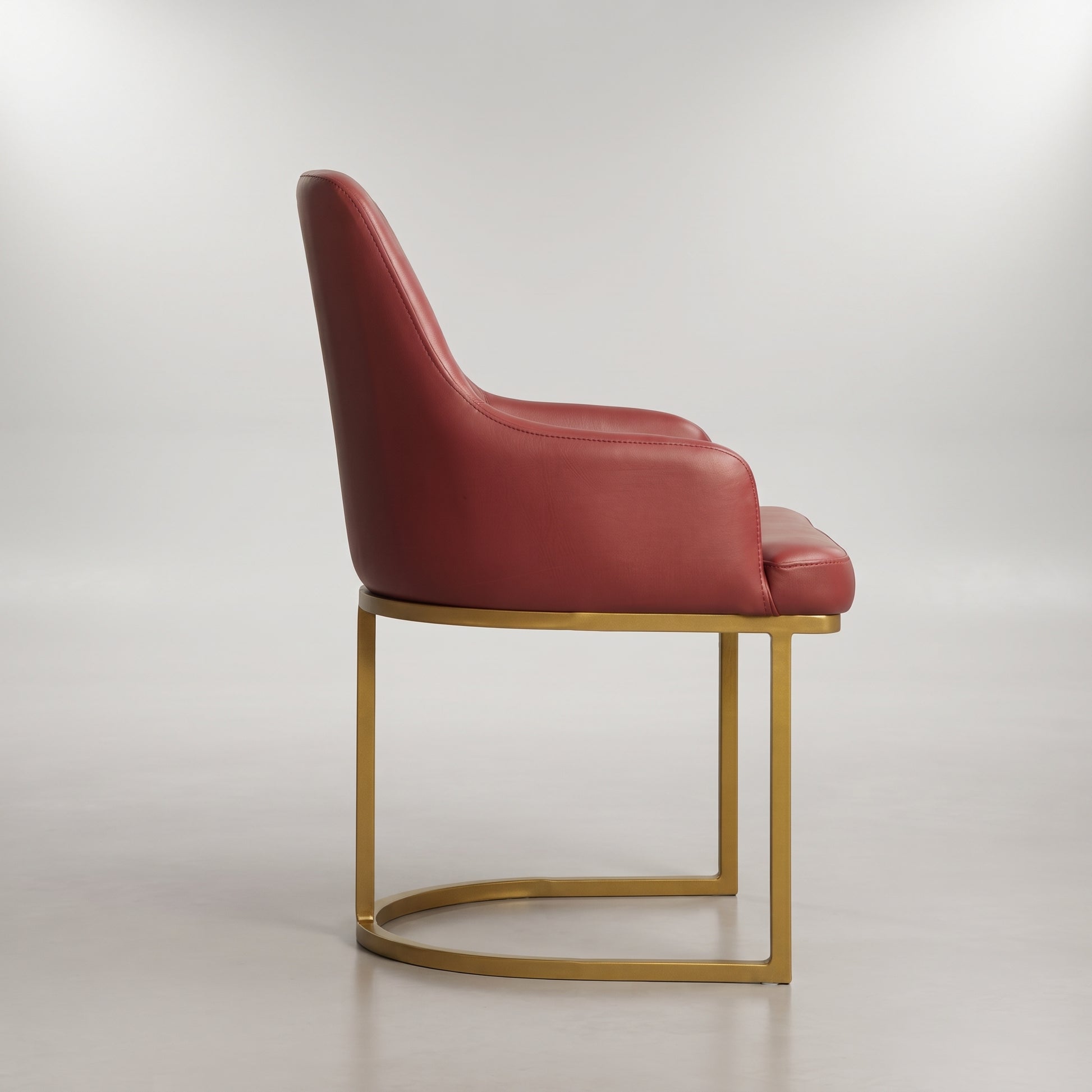 Rust Red Leather Dining Arm Chair with Gold Metal Frame by Zodiya-4