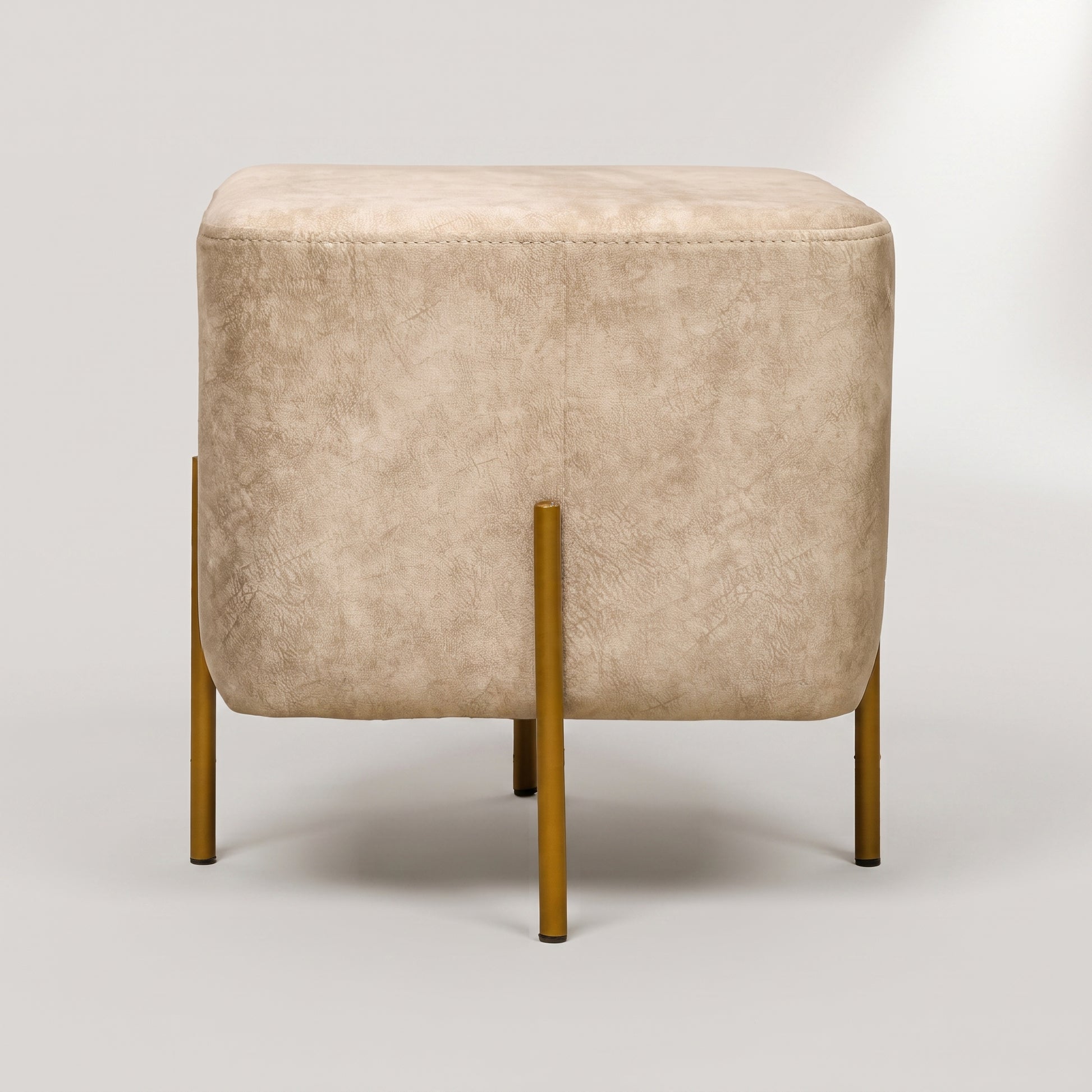 Beige Cube Ottoman with Gold Legs by Zodiya-3