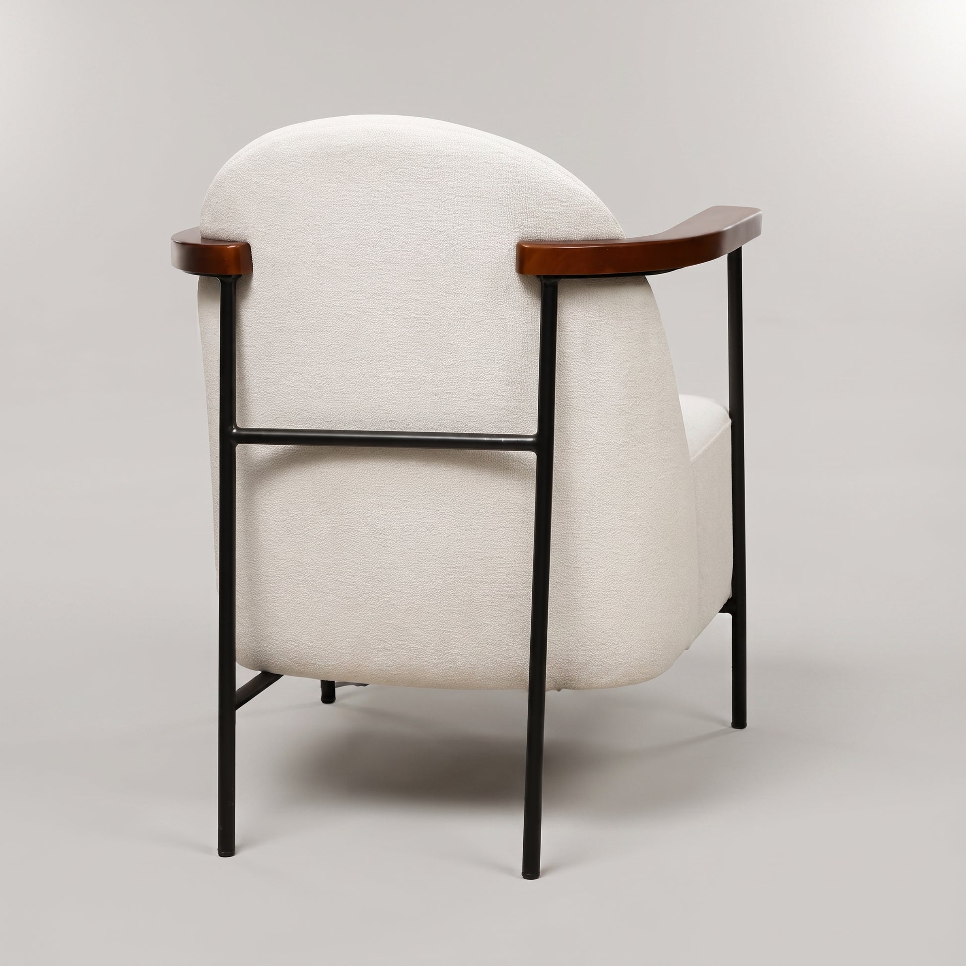 Cream Accent Chair with Wood Armrests by Zodiya-3