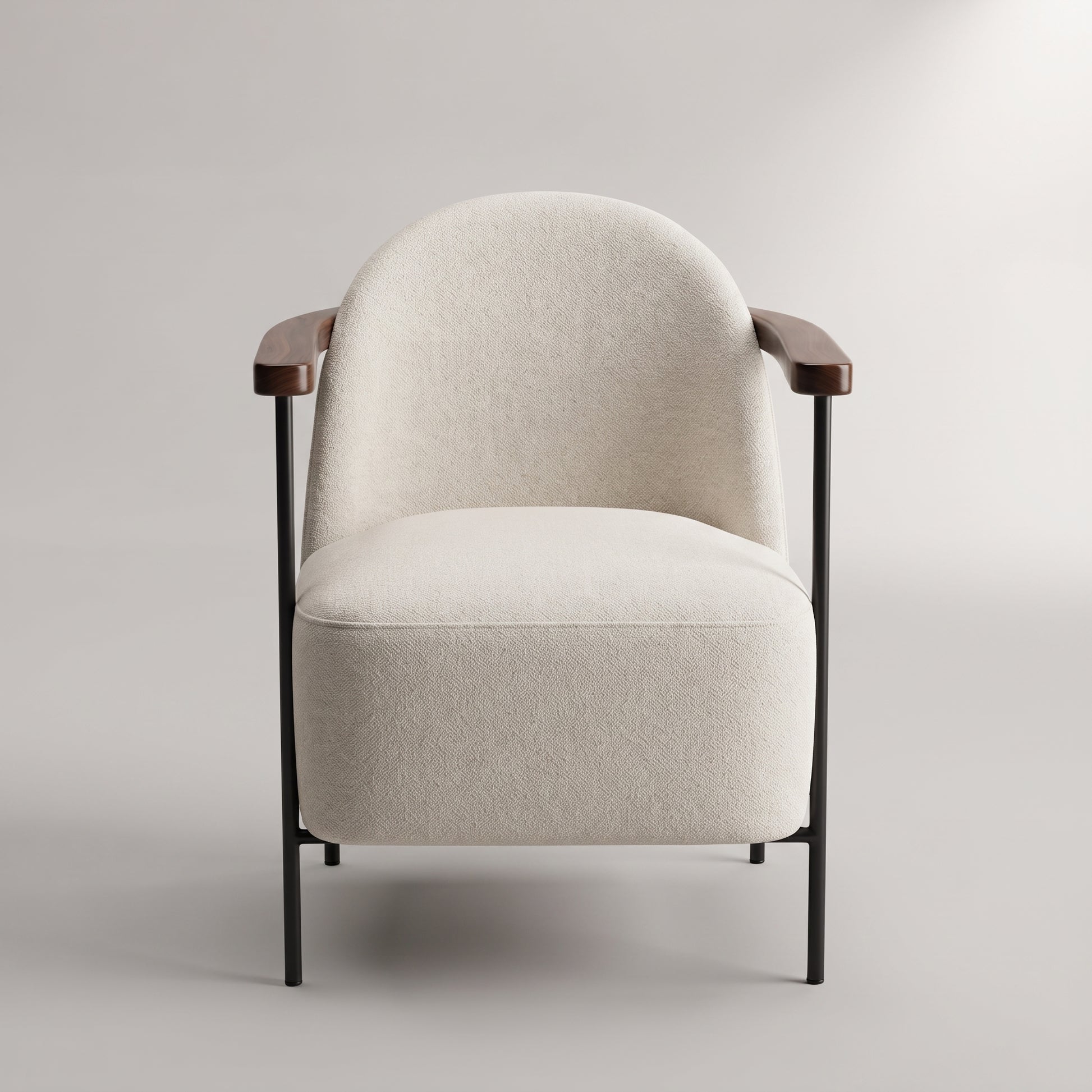 Cream Accent Chair with Wood Armrests by Zodiya-4