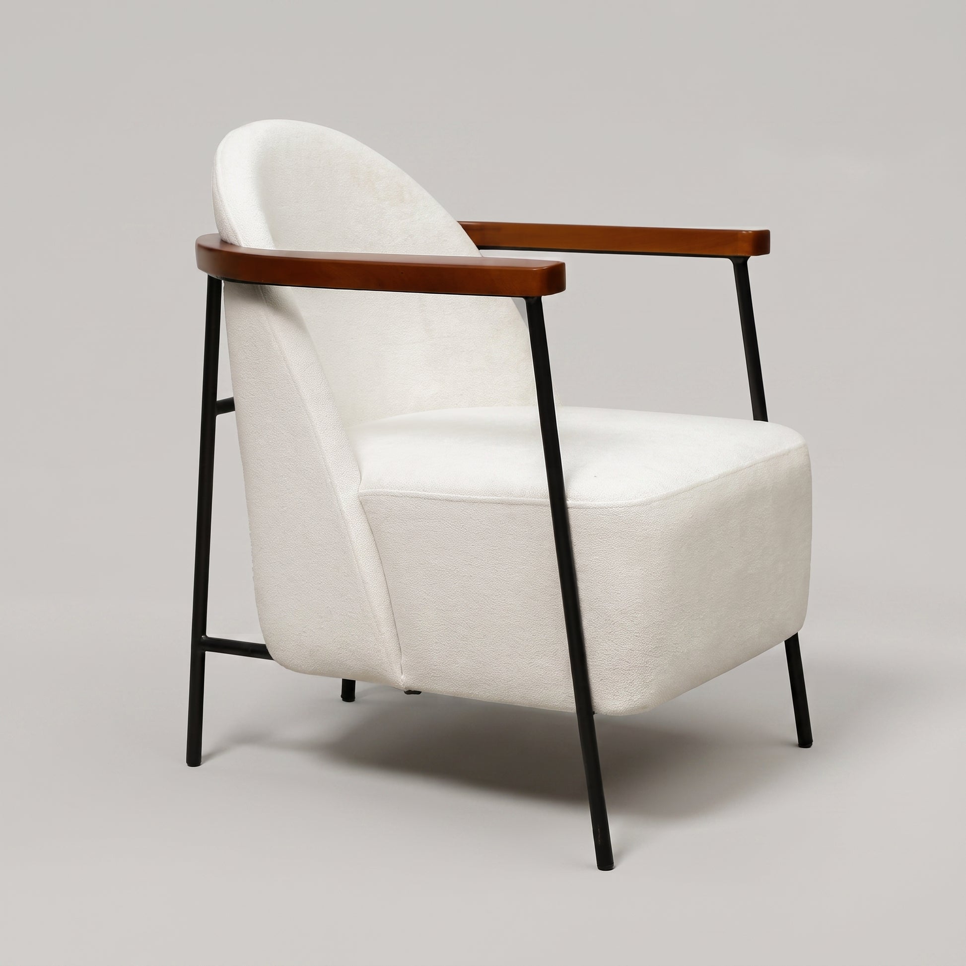 Cream Accent Chair with Wood Armrests by Zodiya-5