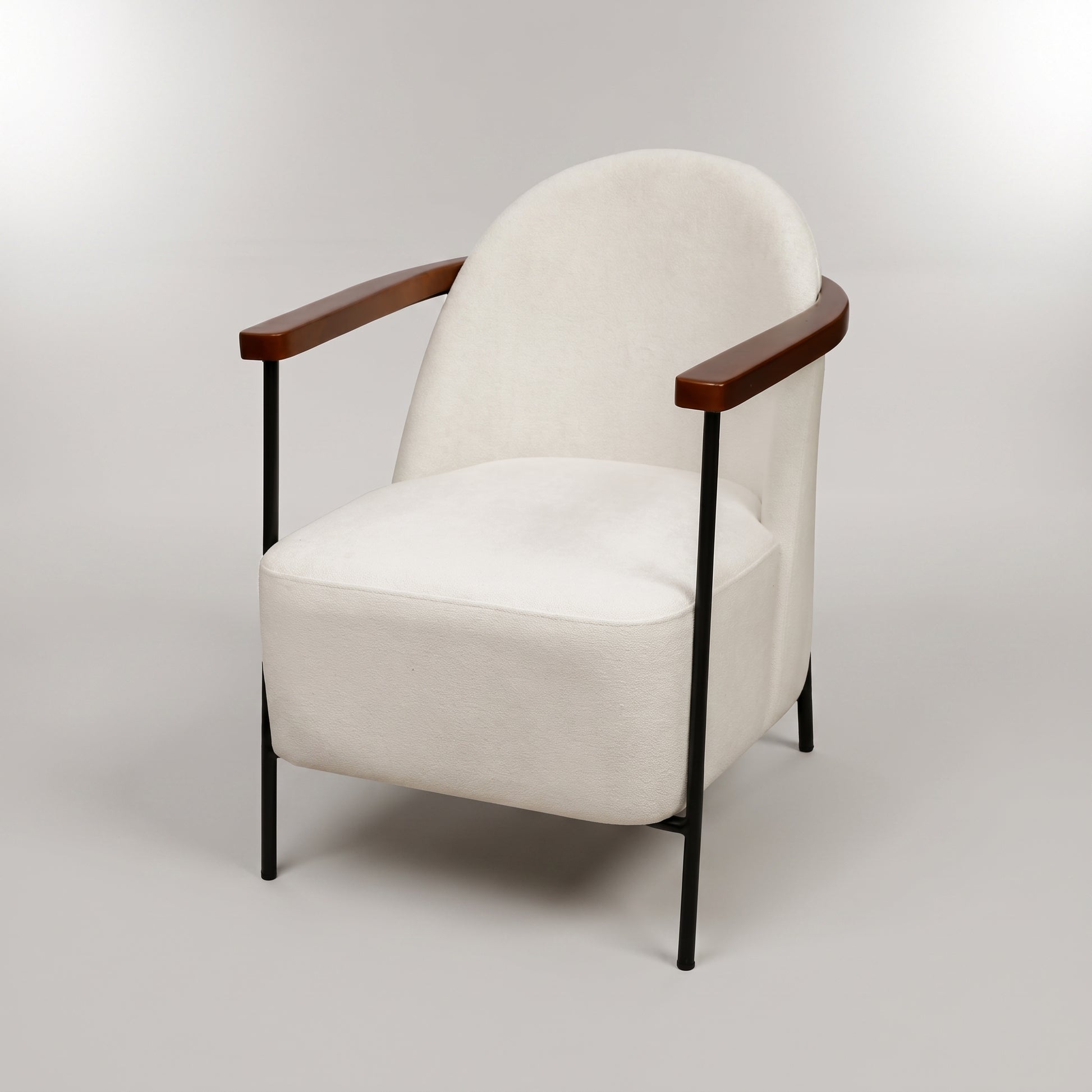 Cream Accent Chair with Wood Armrests by Zodiya-6