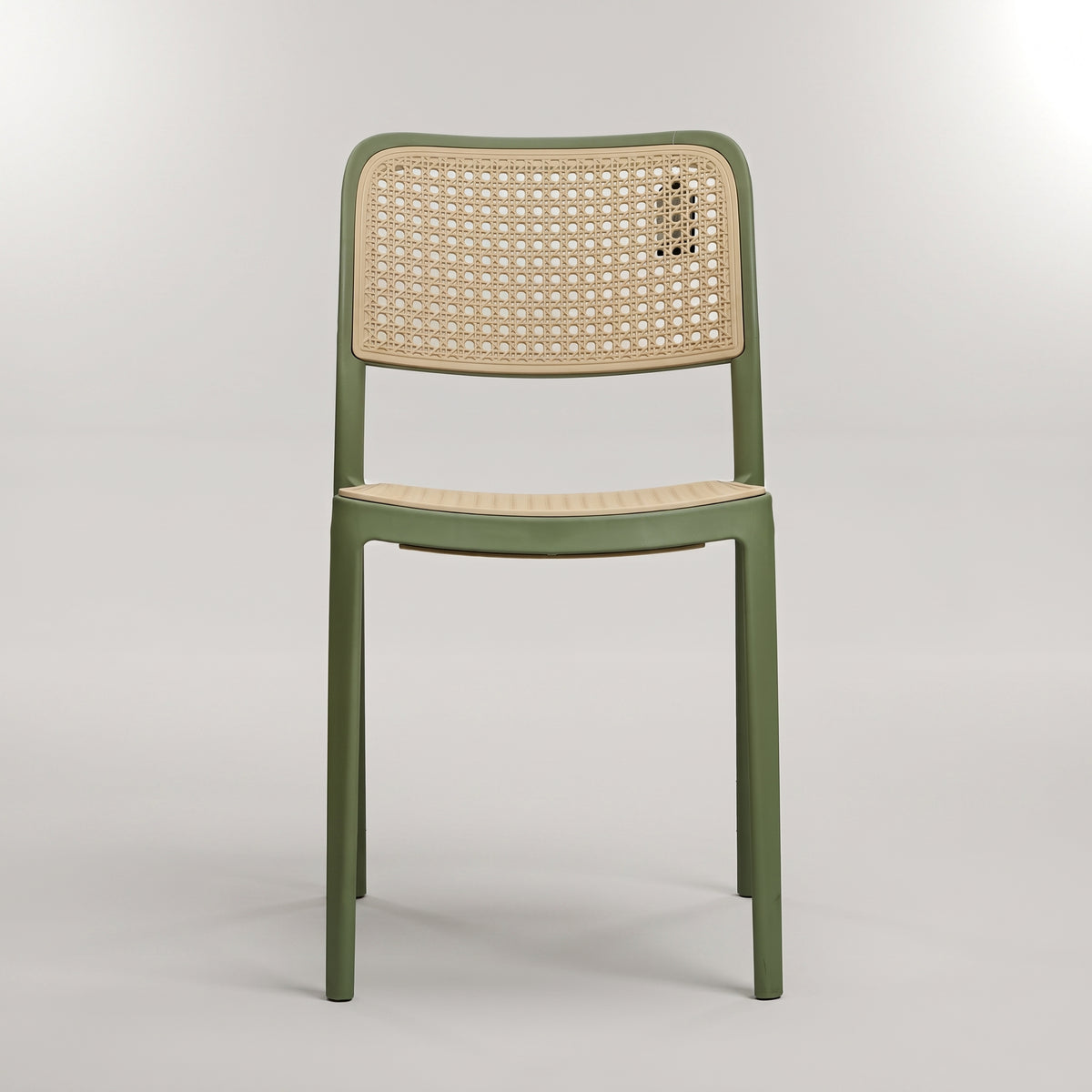 Bravo Green Plastic Chair with Rattan Design by Zodiya