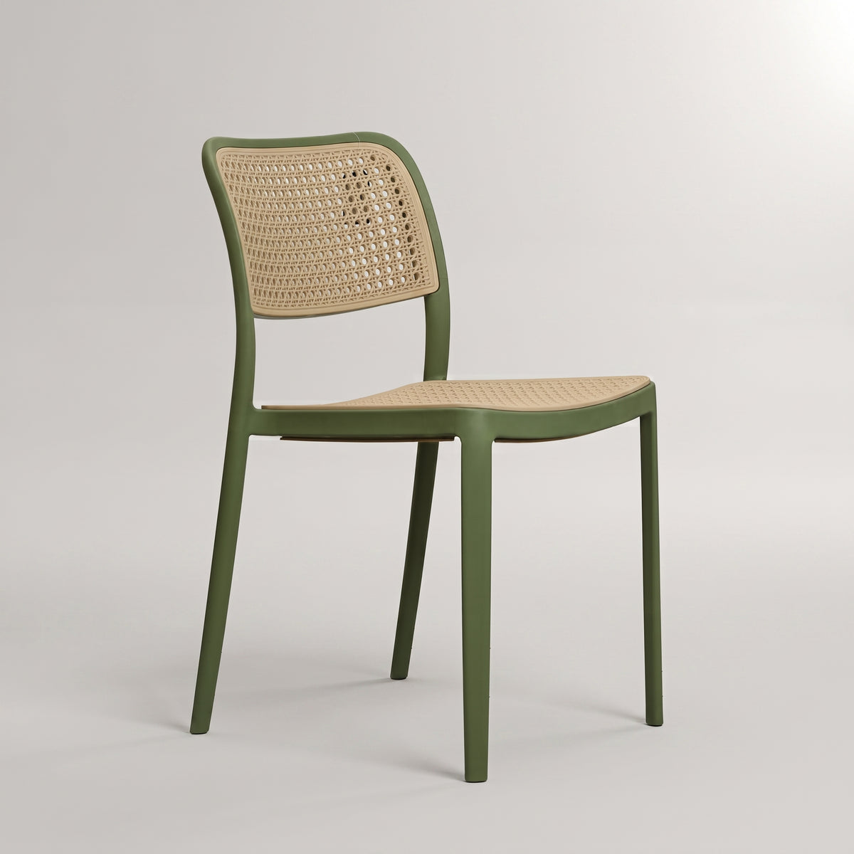 Bravo Green Plastic Chair with Rattan Design by Zodiya