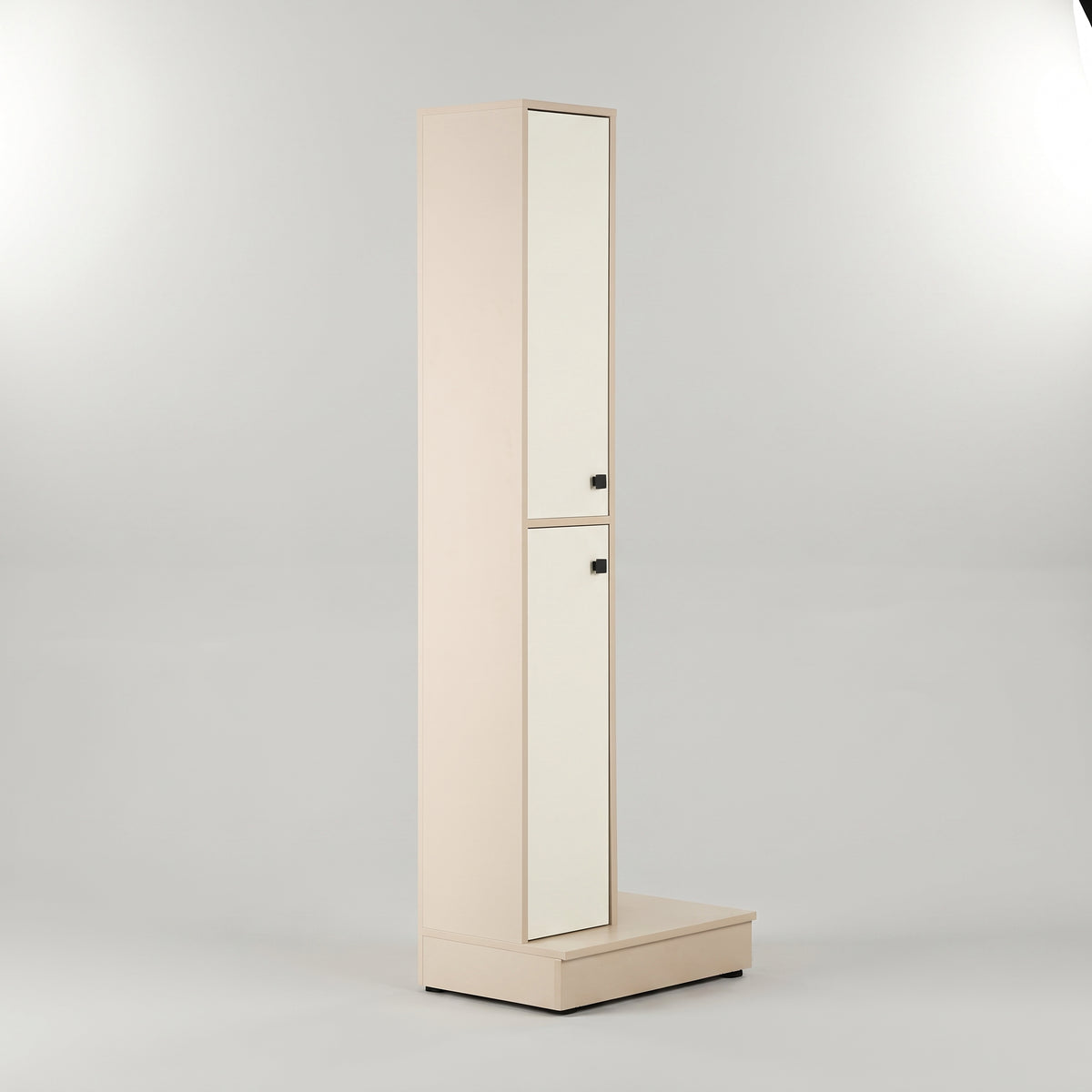 Beige Engineered Wood Tall Dressing Table with Full Length Mirror & Cabinets by Zodiya